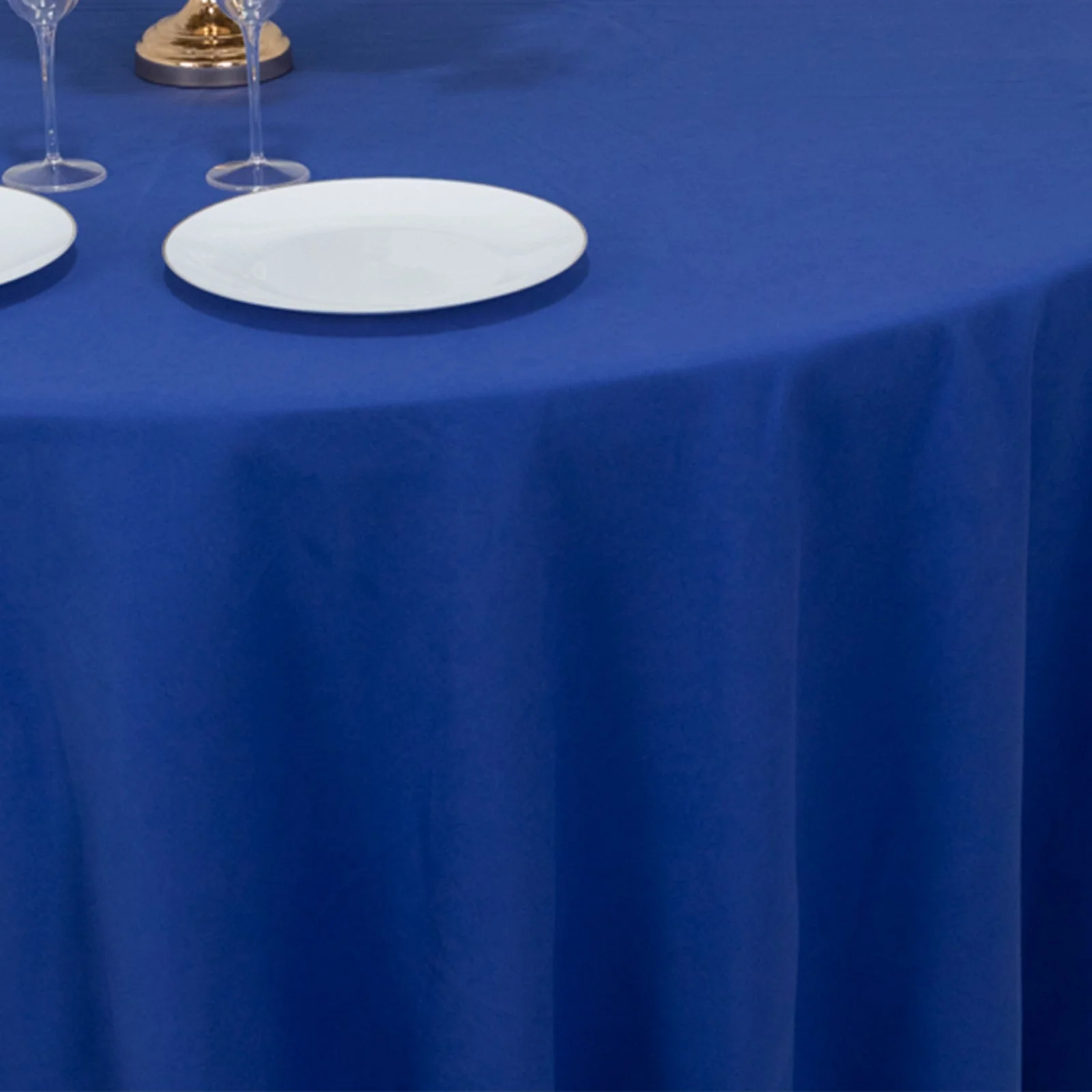 Cotton Blend Round Tablecloth 120" Royal Blue - Wrinkle-Resistant Finish Seamless Table Cover - Image 7
