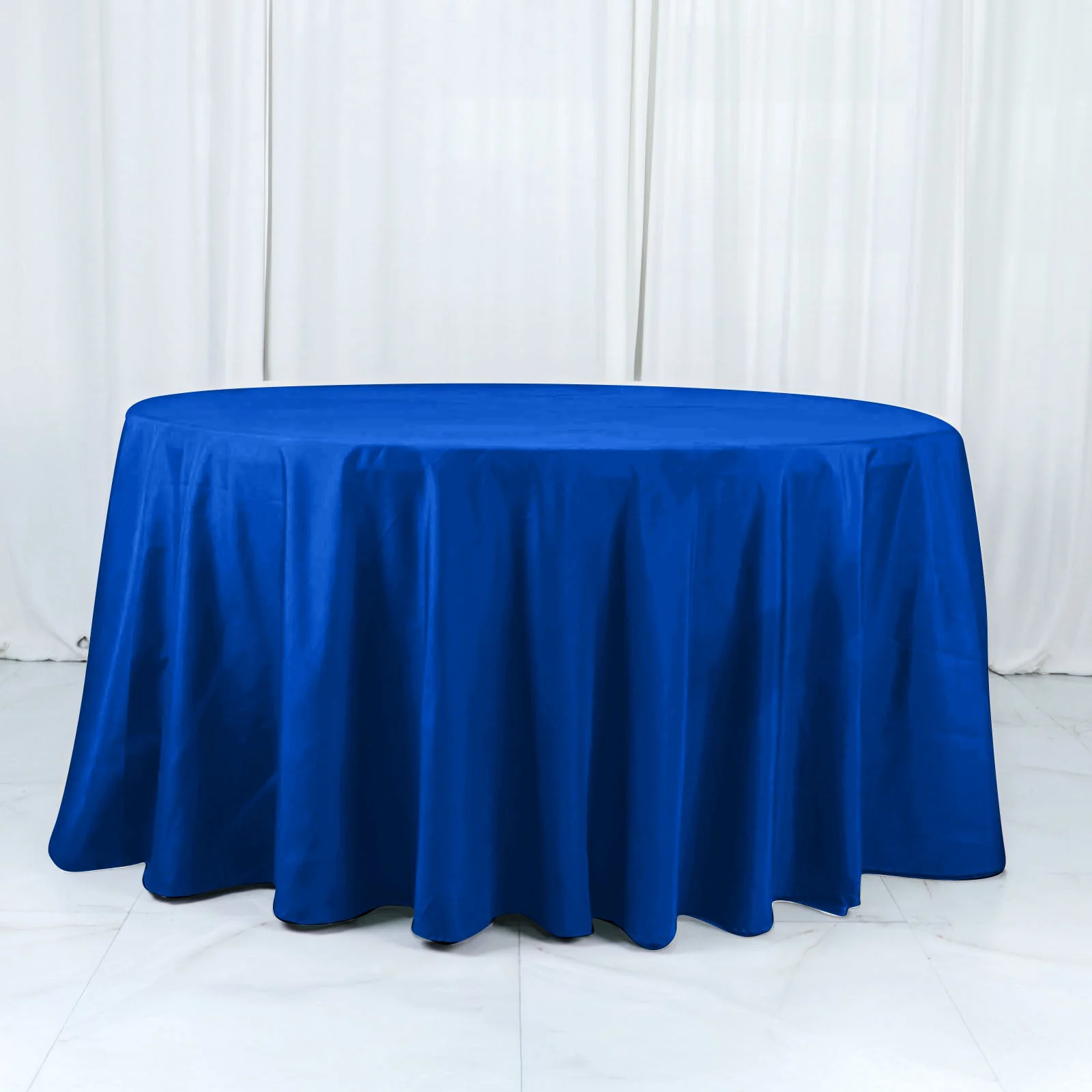Cotton Blend Round Tablecloth 132" Royal Blue - Wrinkle-Resistant Finish Seamless Table Cover