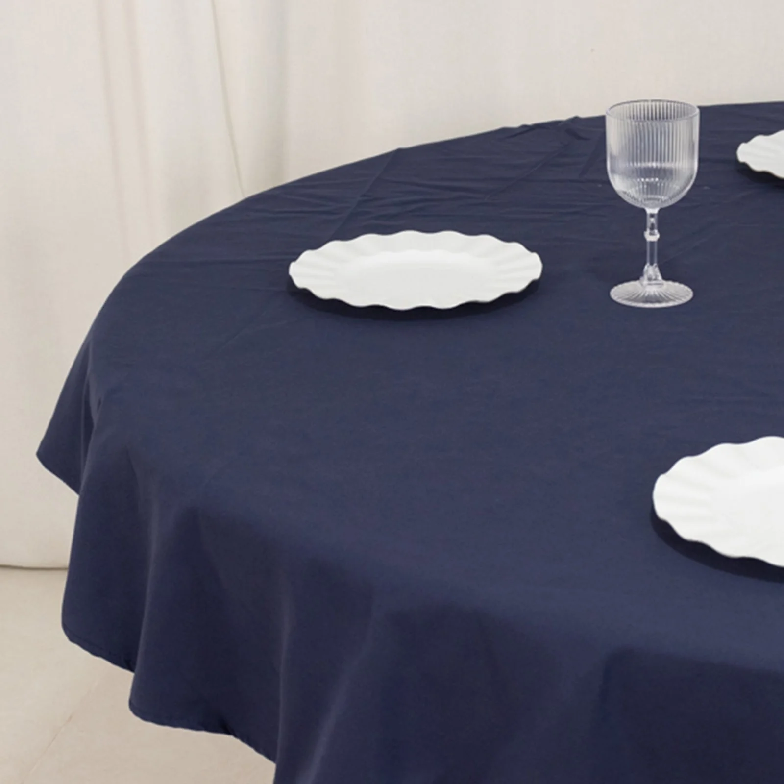 Cotton Blend Round Tablecloth 70" Navy Blue with Wrinkle-Resistant Fabric - Durable and Stylish Table Cover - Image 10