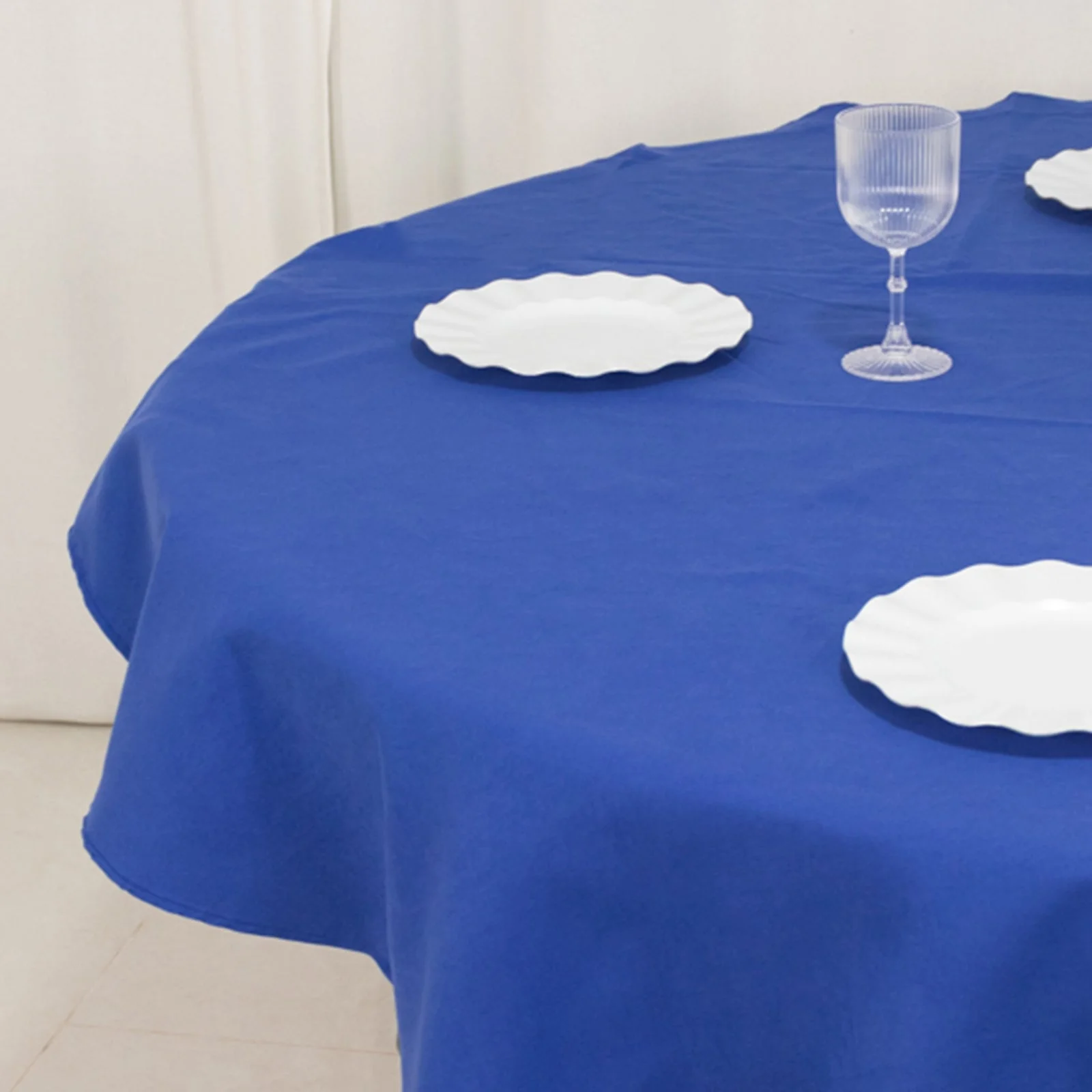 Cotton Blend Round Tablecloth 70" Royal Blue with Wrinkle-Resistant Fabric - Durable and Stylish Table Cover - Image 6