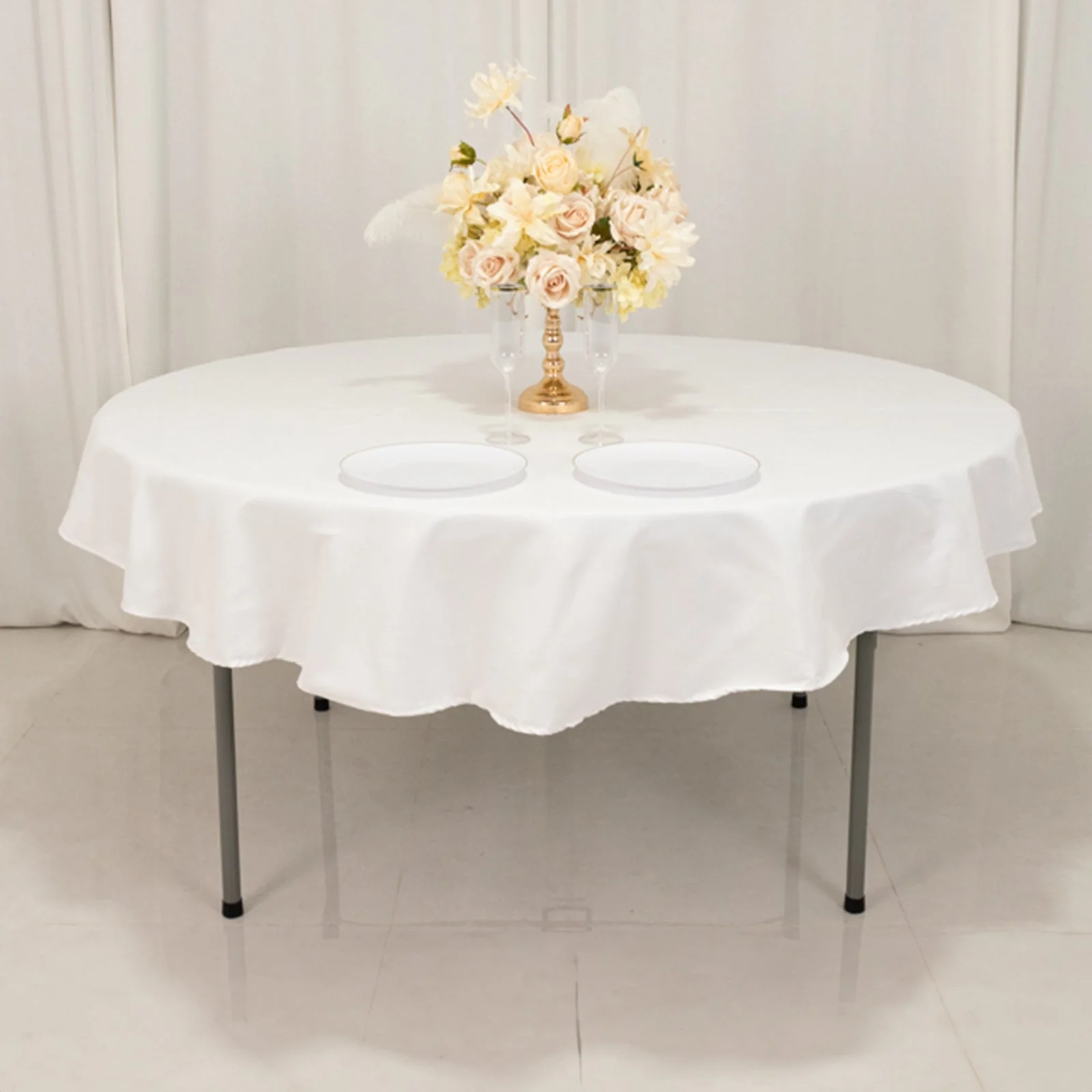 Cotton Blend Round Tablecloth 70" White with Wrinkle-Resistant Fabric - Durable and Stylish for Small Gatherings - Image 10
