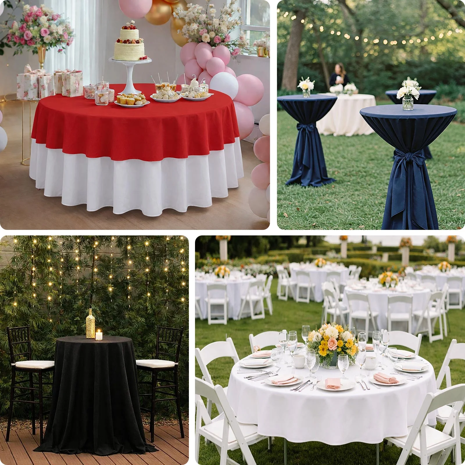 Cotton Blend Round Tablecloth 90" Ivory with Wrinkle-Resistant Fabric Table Cover - Image 5