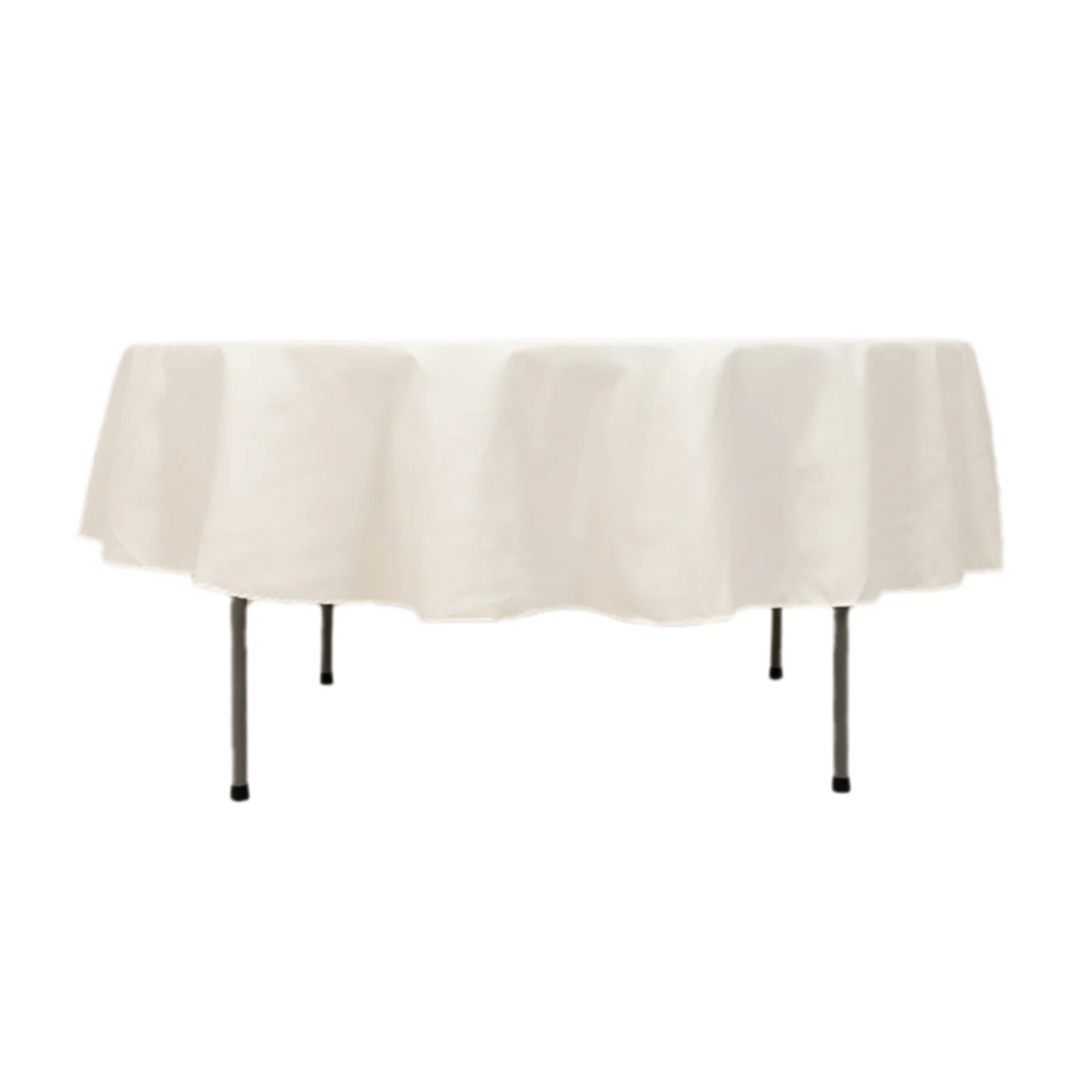 Cotton Blend Round Tablecloth 90" Ivory with Wrinkle-Resistant Fabric Table Cover - Image 8