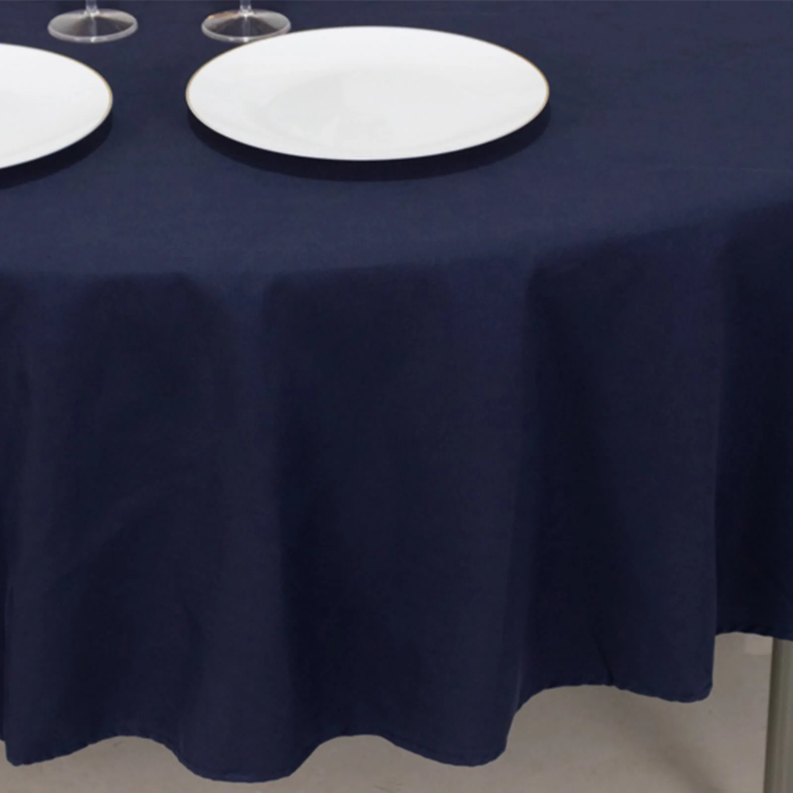 Cotton Blend Round Tablecloth 90" Navy Blue with Wrinkle-Resistant Fabric Table Cover - Image 10
