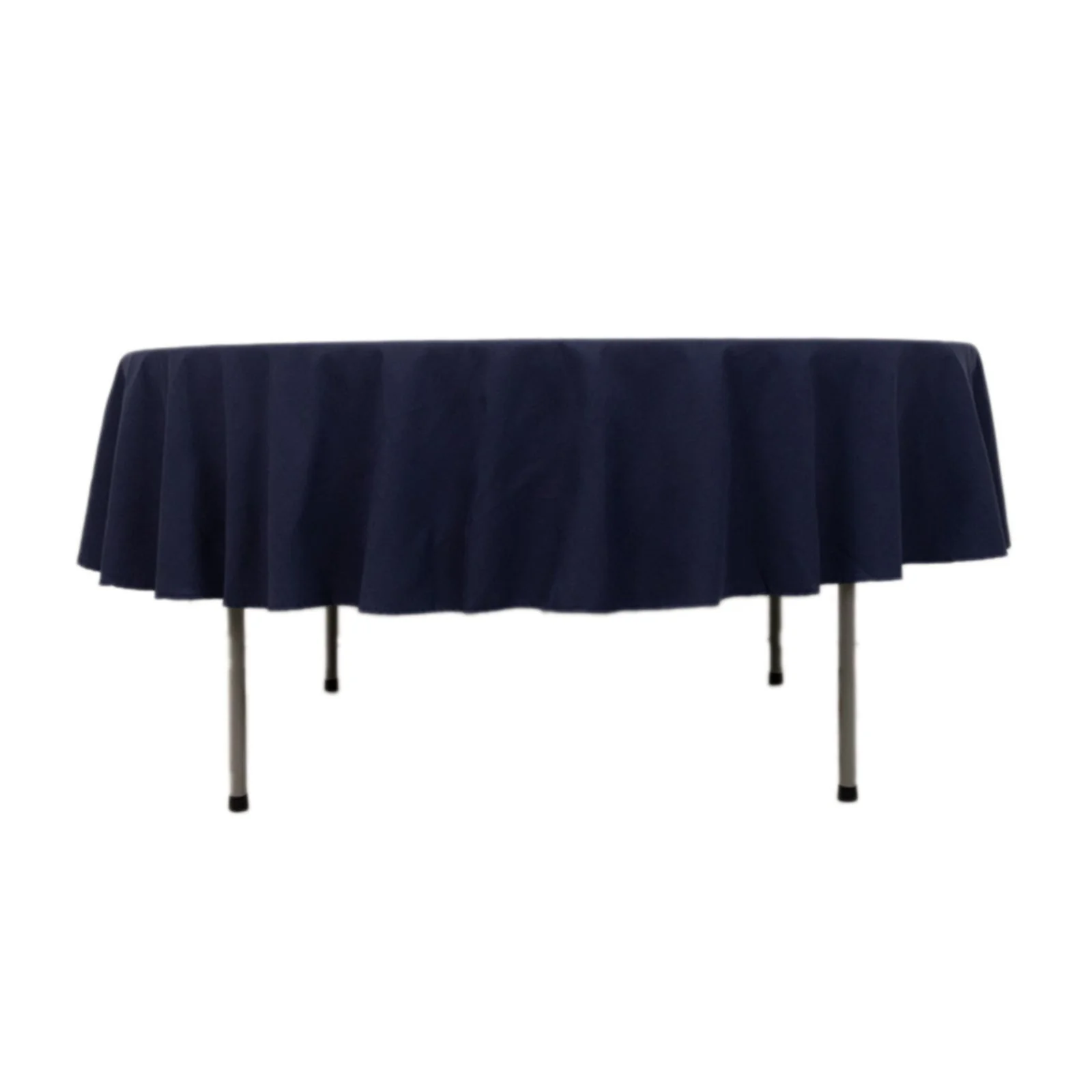 Cotton Blend Round Tablecloth 90" Navy Blue with Wrinkle-Resistant Fabric Table Cover - Image 8