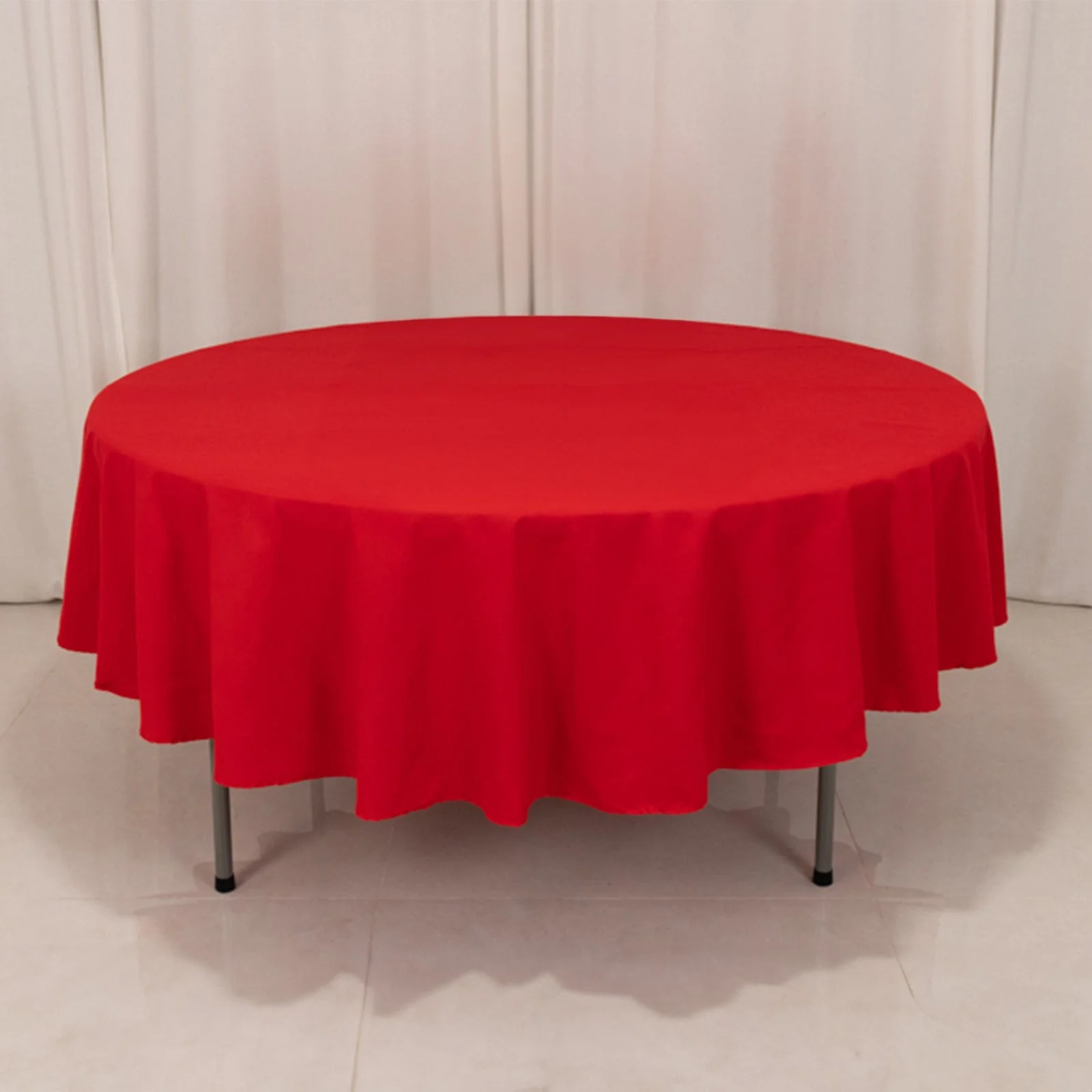 Cotton Blend Round Tablecloth 90" Red with Wrinkle-Resistant Fabric Table Cover