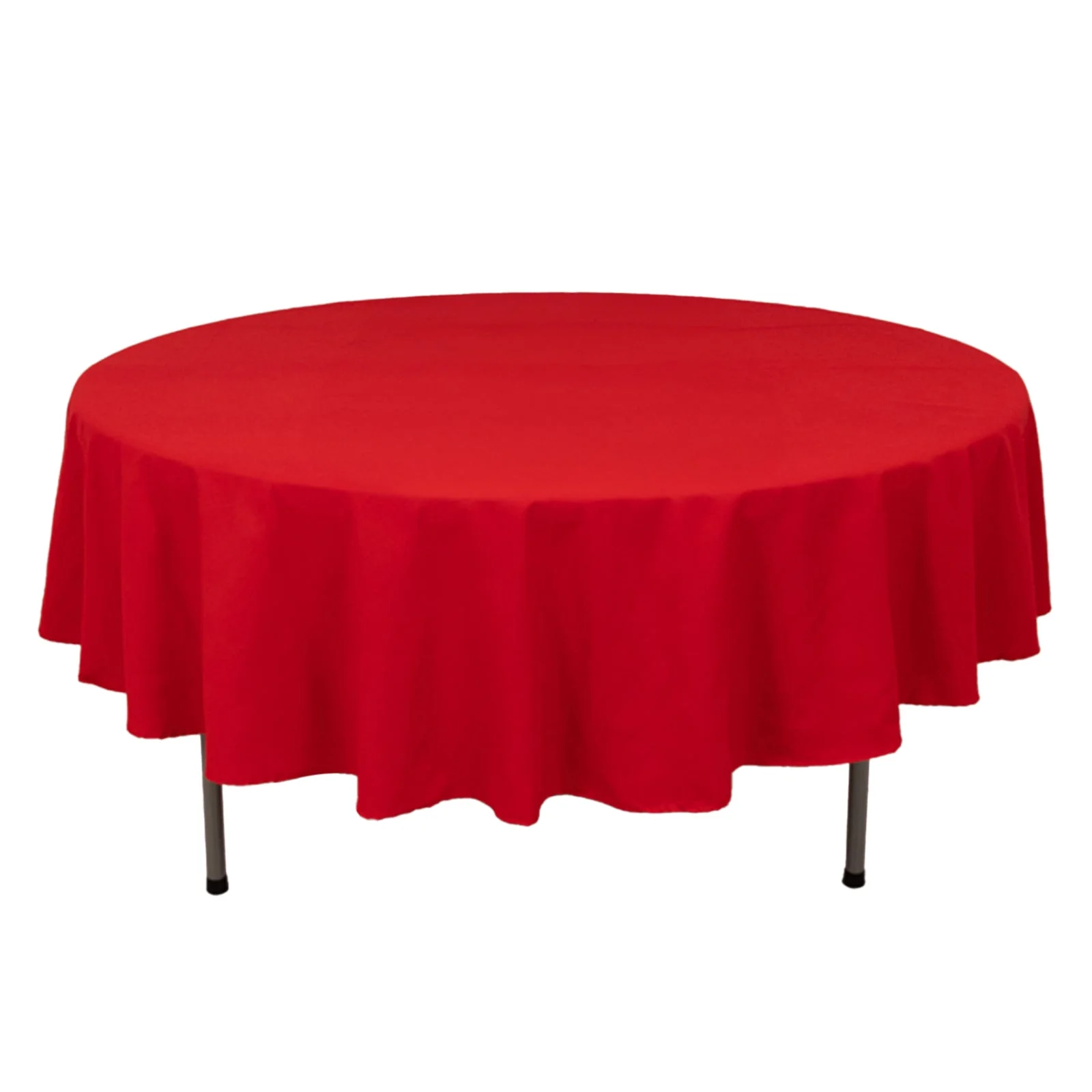 Cotton Blend Round Tablecloth 90" Red with Wrinkle-Resistant Fabric Table Cover - Image 3