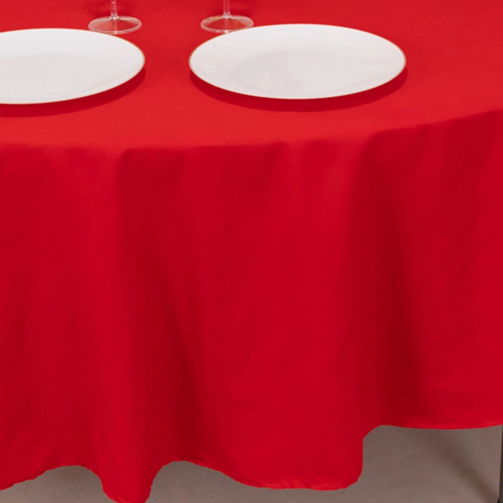 Cotton Blend Round Tablecloth 90" Red with Wrinkle-Resistant Fabric Table Cover - Image 7