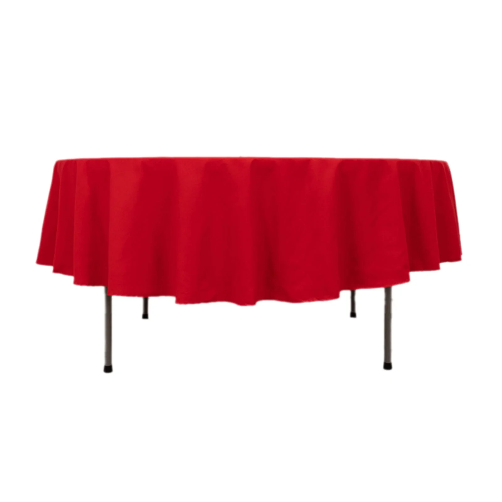 Cotton Blend Round Tablecloth 90" Red with Wrinkle-Resistant Fabric Table Cover - Image 8