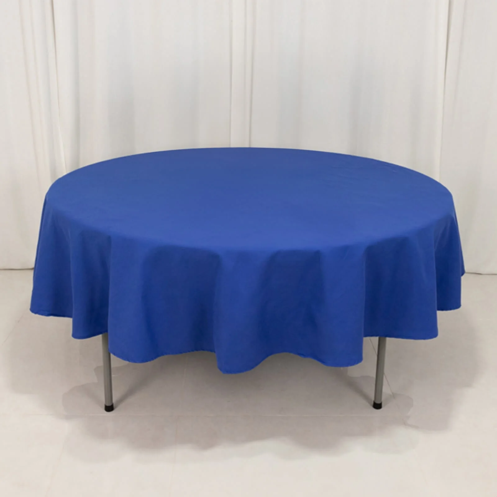 Cotton Blend Round Tablecloth 90" Royal Blue with Wrinkle-Resistant Fabric Table Cover