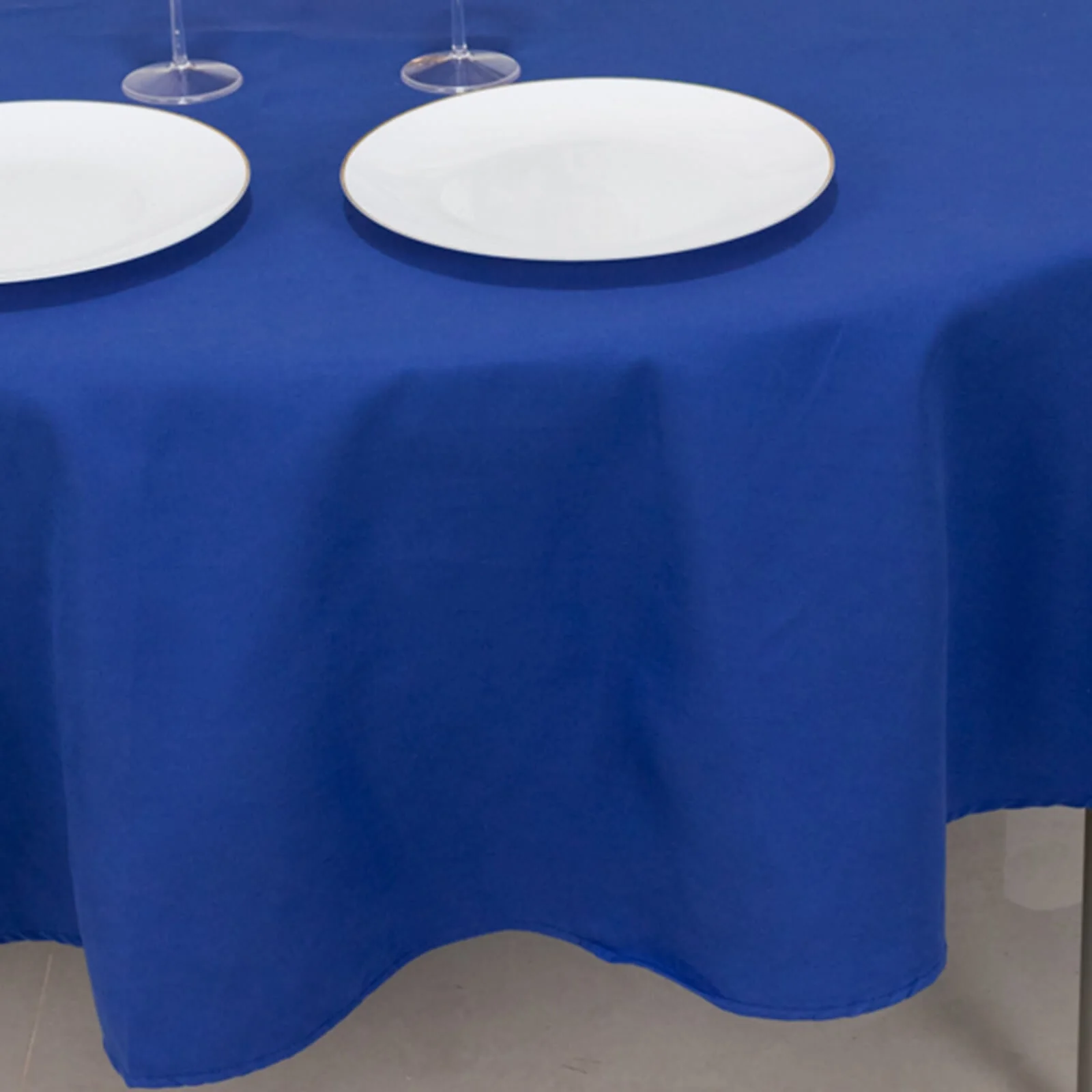 Cotton Blend Round Tablecloth 90" Royal Blue with Wrinkle-Resistant Fabric Table Cover - Image 10