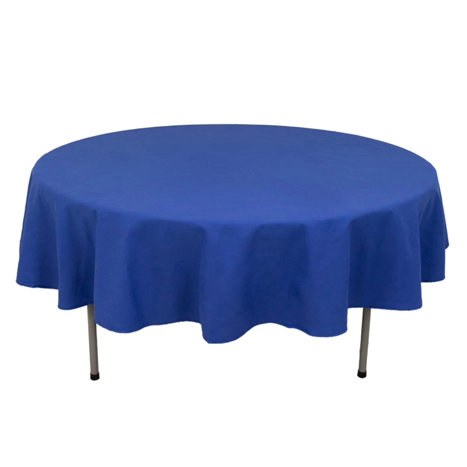 Cotton Blend Round Tablecloth 90" Royal Blue with Wrinkle-Resistant Fabric Table Cover - Image 3