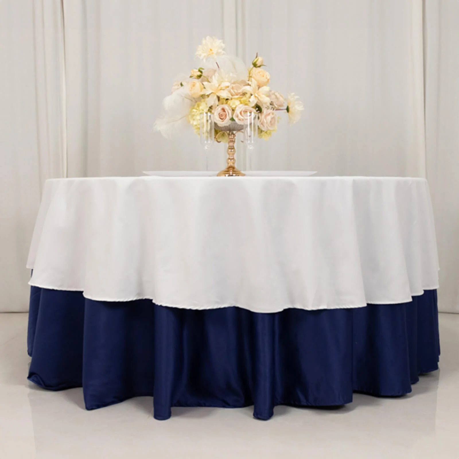 Cotton Blend Round Tablecloth 90" White with Wrinkle-Resistant Fabric - Perfect for Daily and Formal Use - Image 2