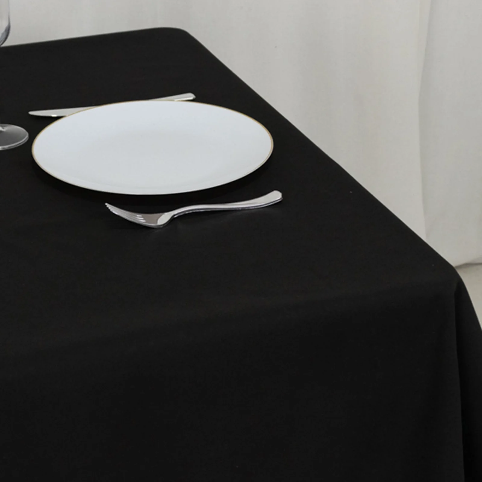 Cotton Blend Square Table Overlay 54"x54" Black - Wrinkle-Resistant, Sleek and Durable Table Topper for Everyday Use - Image 5
