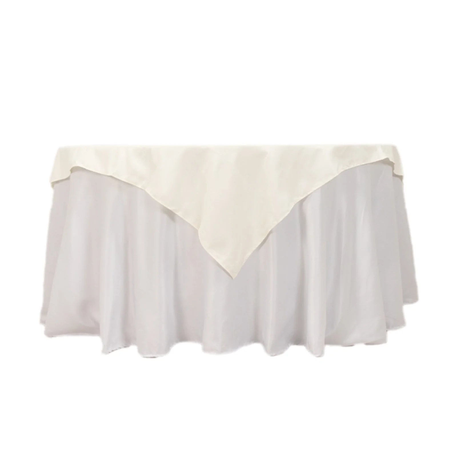 Cotton Blend Square Table Overlay 54"x54" Ivory - Wrinkle-Resistant and Durable Table Topper - Image 3