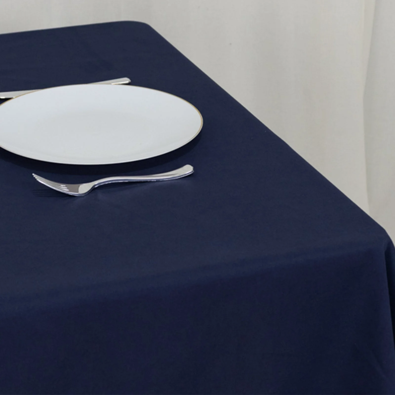 Cotton Blend Square Table Overlay 54"x54" Navy Blue - Wrinkle-Resistant and Durable Table Topper - Image 5