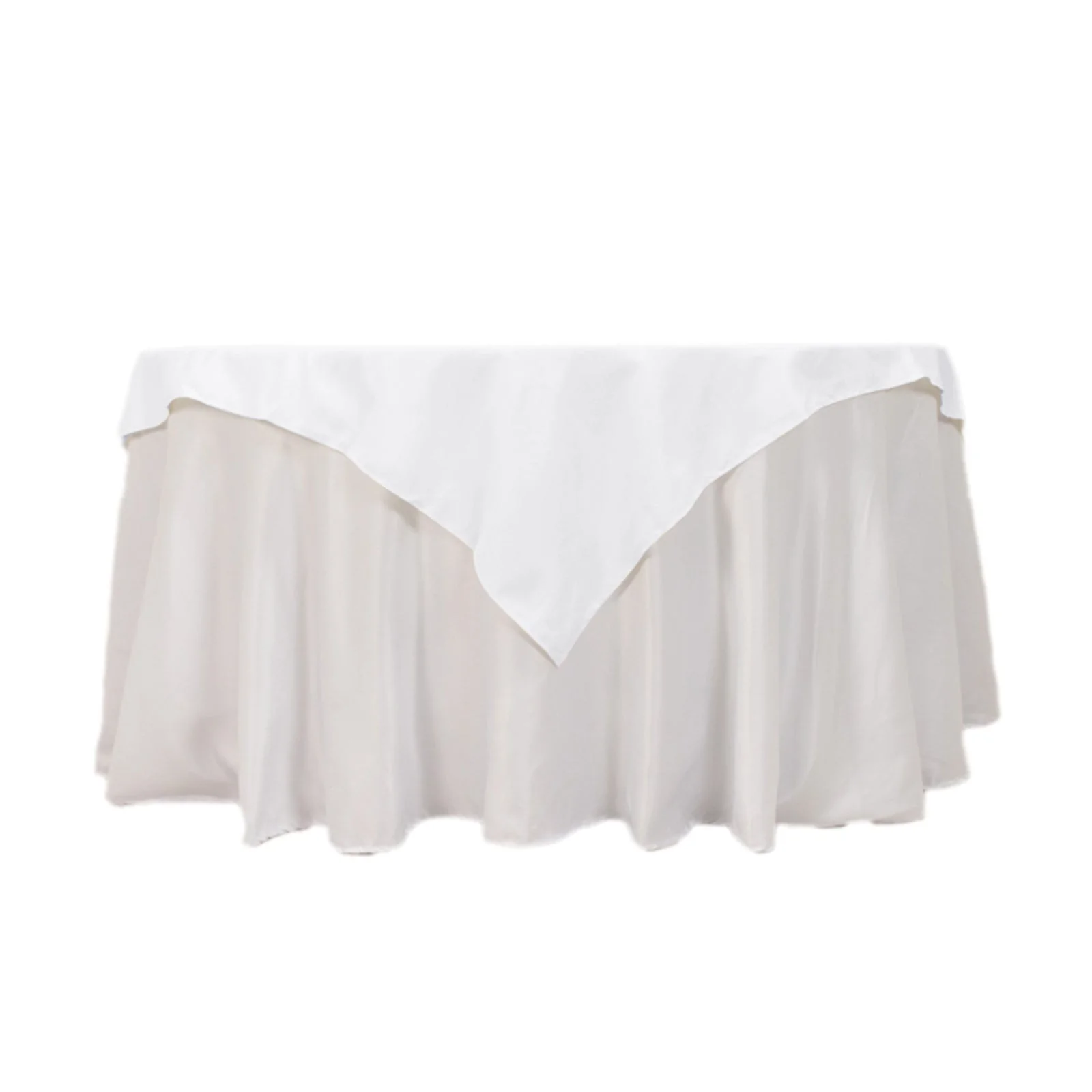 Cotton Blend Square Table Overlay 54"x54" White - Wrinkle-Resistant and Durable Table Topper - Image 5