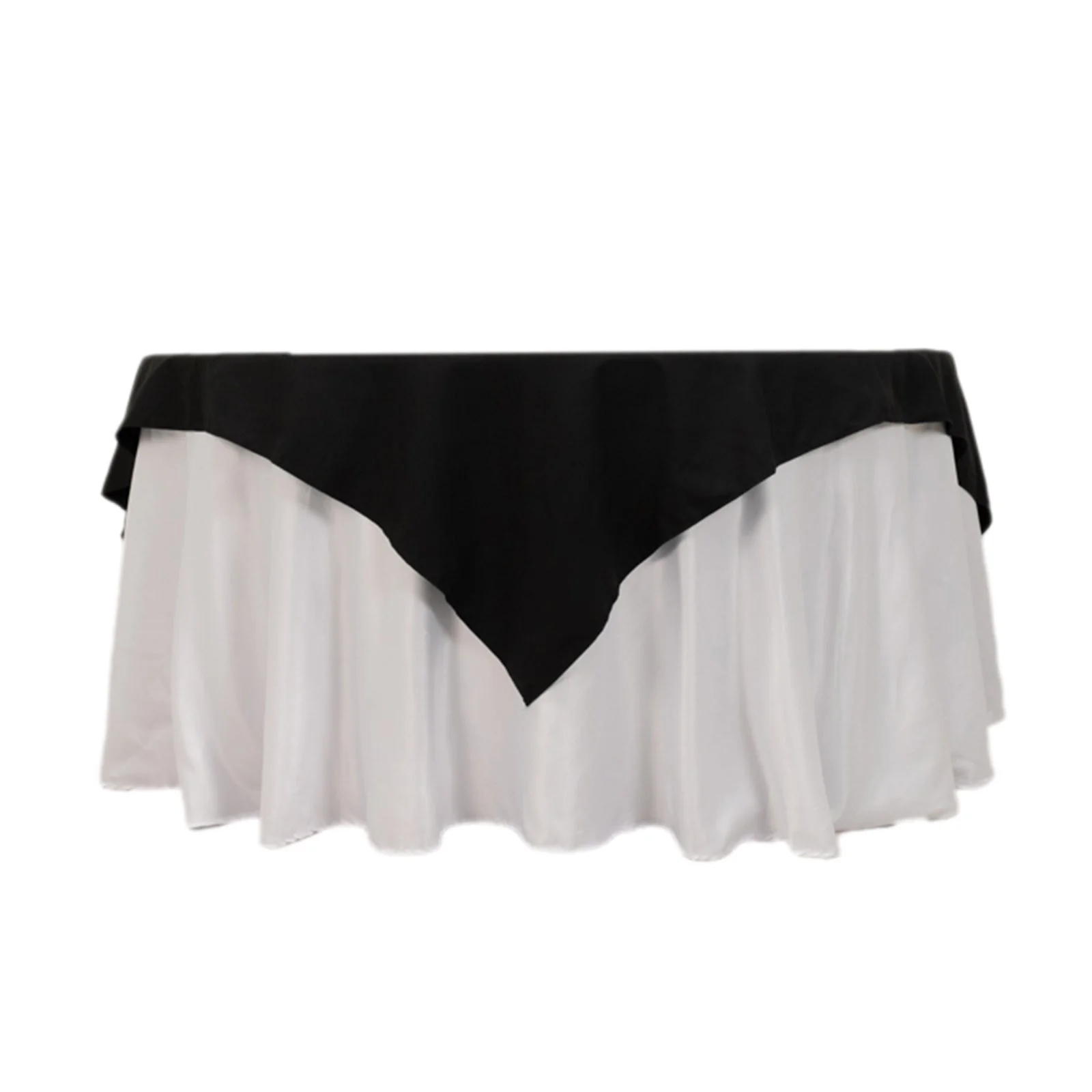 Cotton Blend Square Table Overlay 70"x70" Black with Wrinkle-Resistant Tablecloth Topper - Image 3