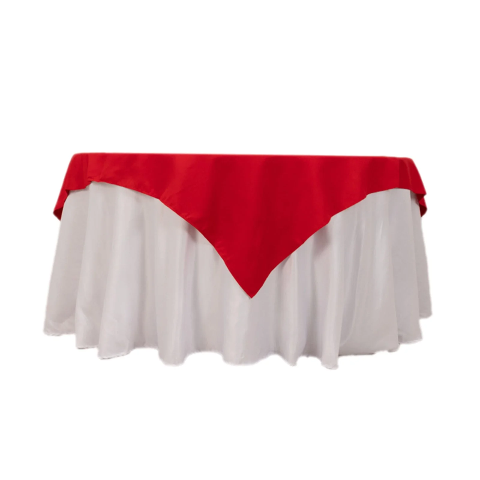 Cotton Blend Square Table Overlay 70"x70" Red with Wrinkle-Resistant Tablecloth Topper - Image 3