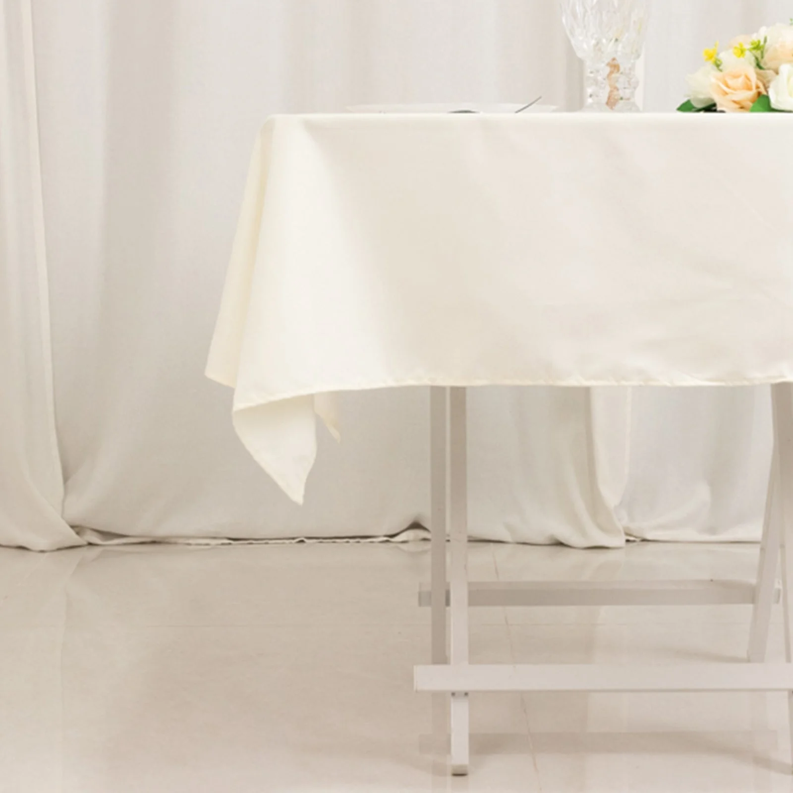 Cotton Blend Square Tablecloth 54"x54" Ivory - Wrinkle-Resistant and Durable Table Cover - Image 6