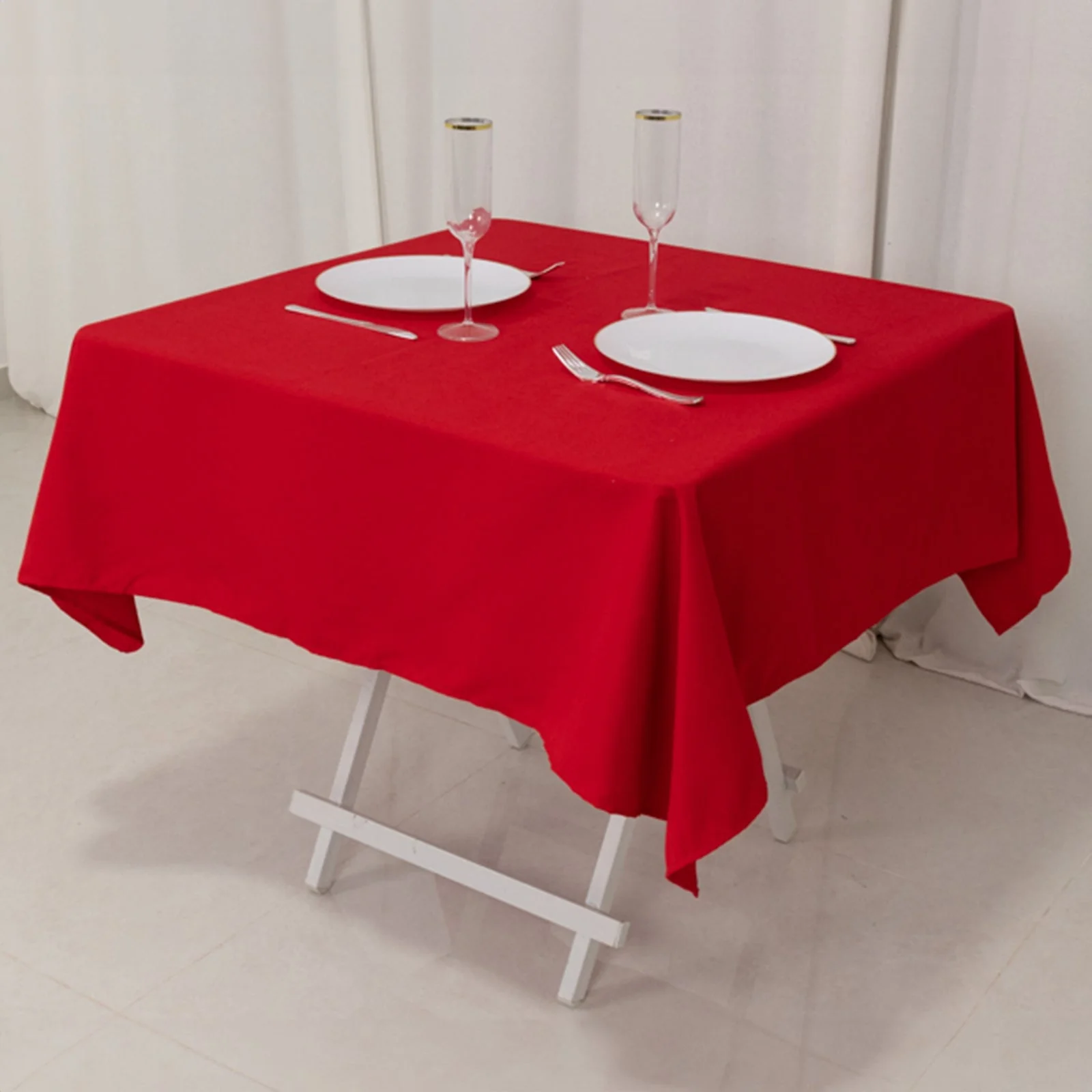 Cotton Blend Square Tablecloth 54"x54" Red - Wrinkle-Resistant and Durable Table Topper - Image 6