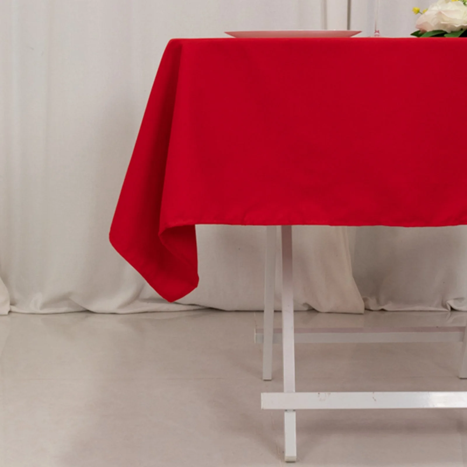 Cotton Blend Square Tablecloth 54"x54" Red - Wrinkle-Resistant and Durable Table Topper - Image 7
