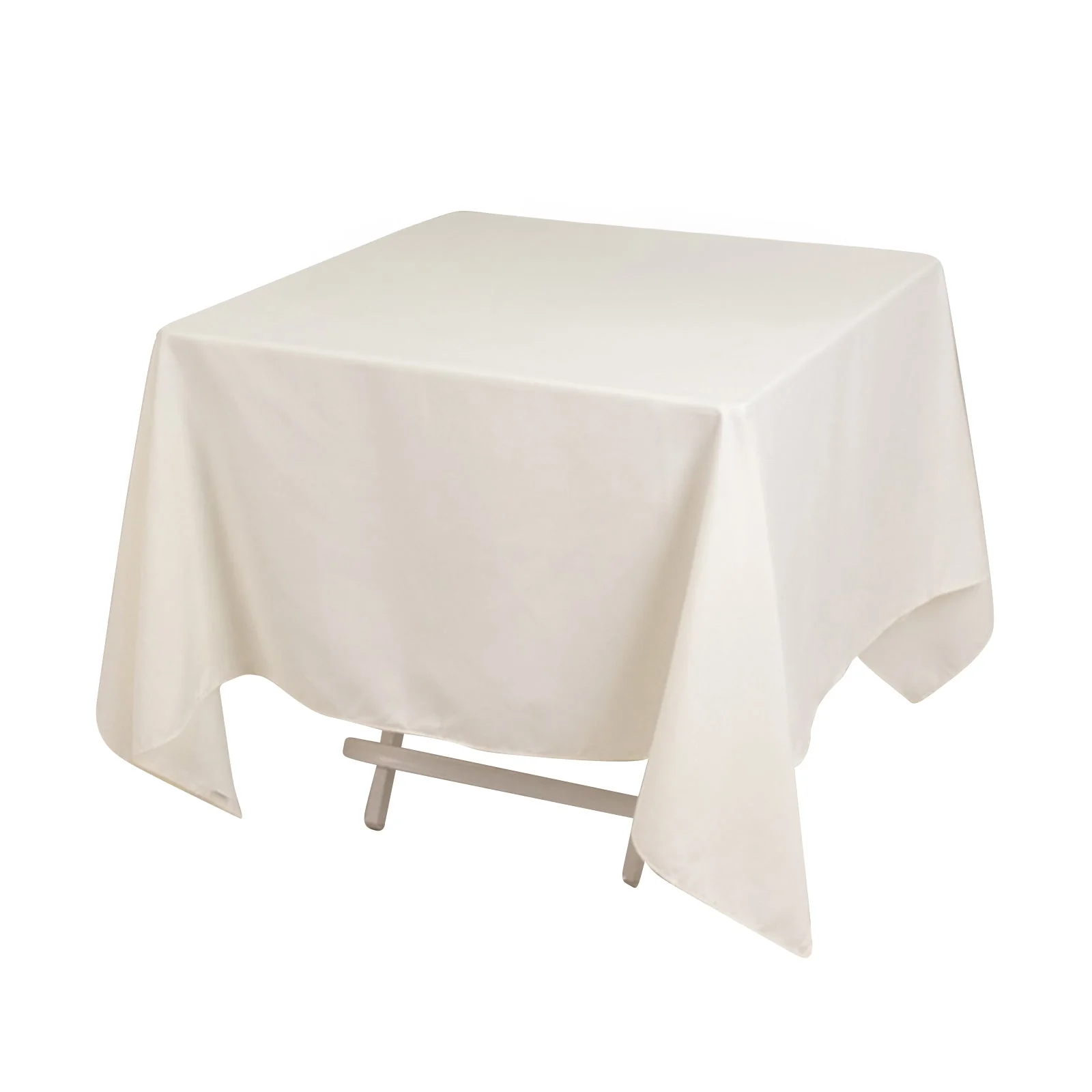 Cotton Blend Square Tablecloth 70"x70" Ivory with Wrinkle-Resistant Table Cover - Image 3