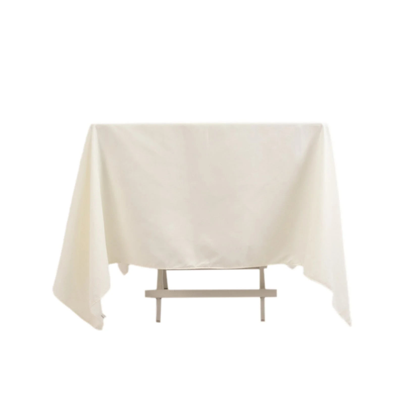 Cotton Blend Square Tablecloth 70"x70" Ivory with Wrinkle-Resistant Table Cover - Image 7