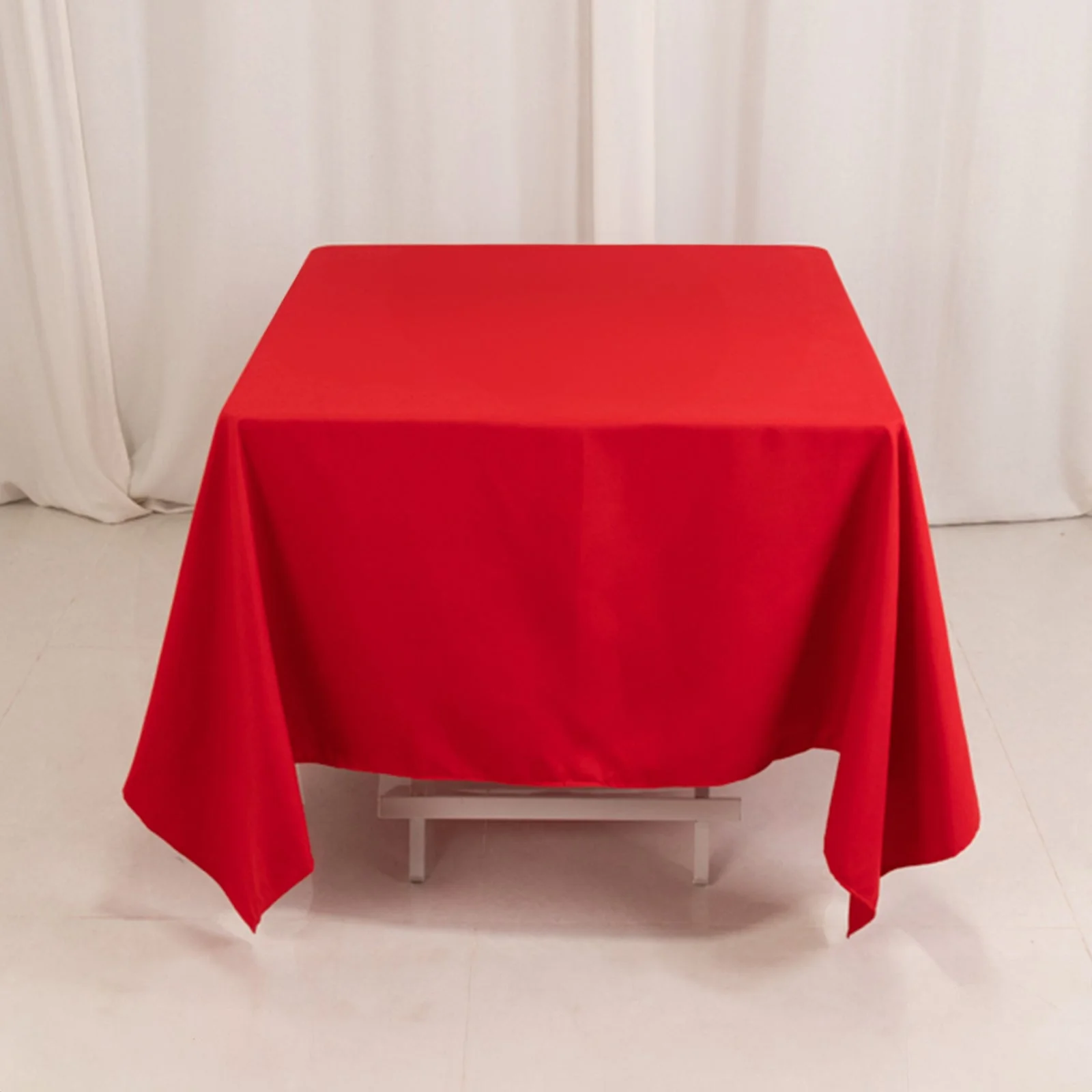 Cotton Blend Square Tablecloth 70"x70" Red with Wrinkle-Resistant Table Cover