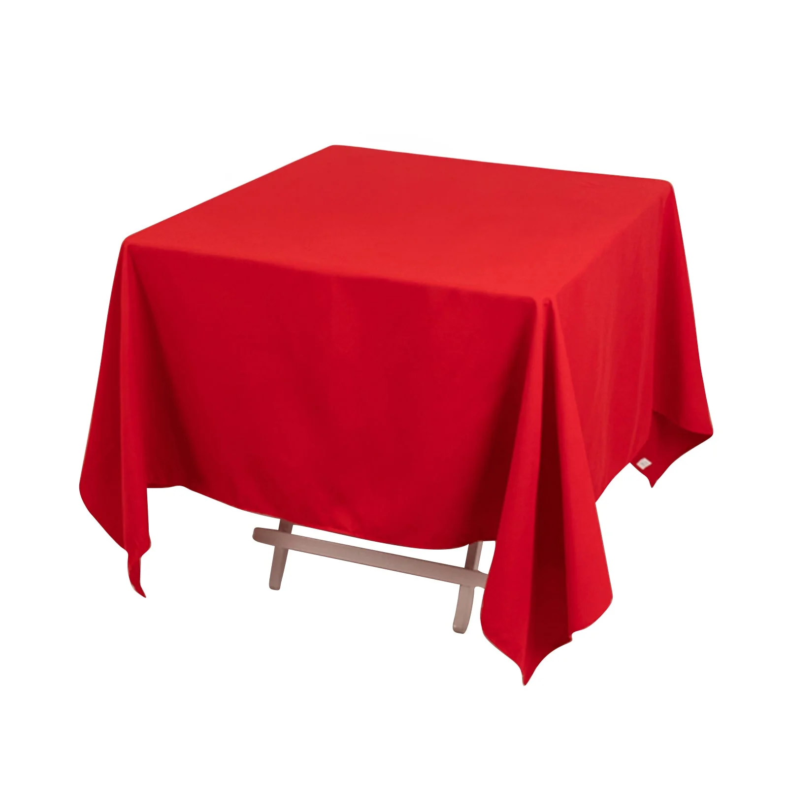 Cotton Blend Square Tablecloth 70"x70" Red with Wrinkle-Resistant Table Cover - Image 3