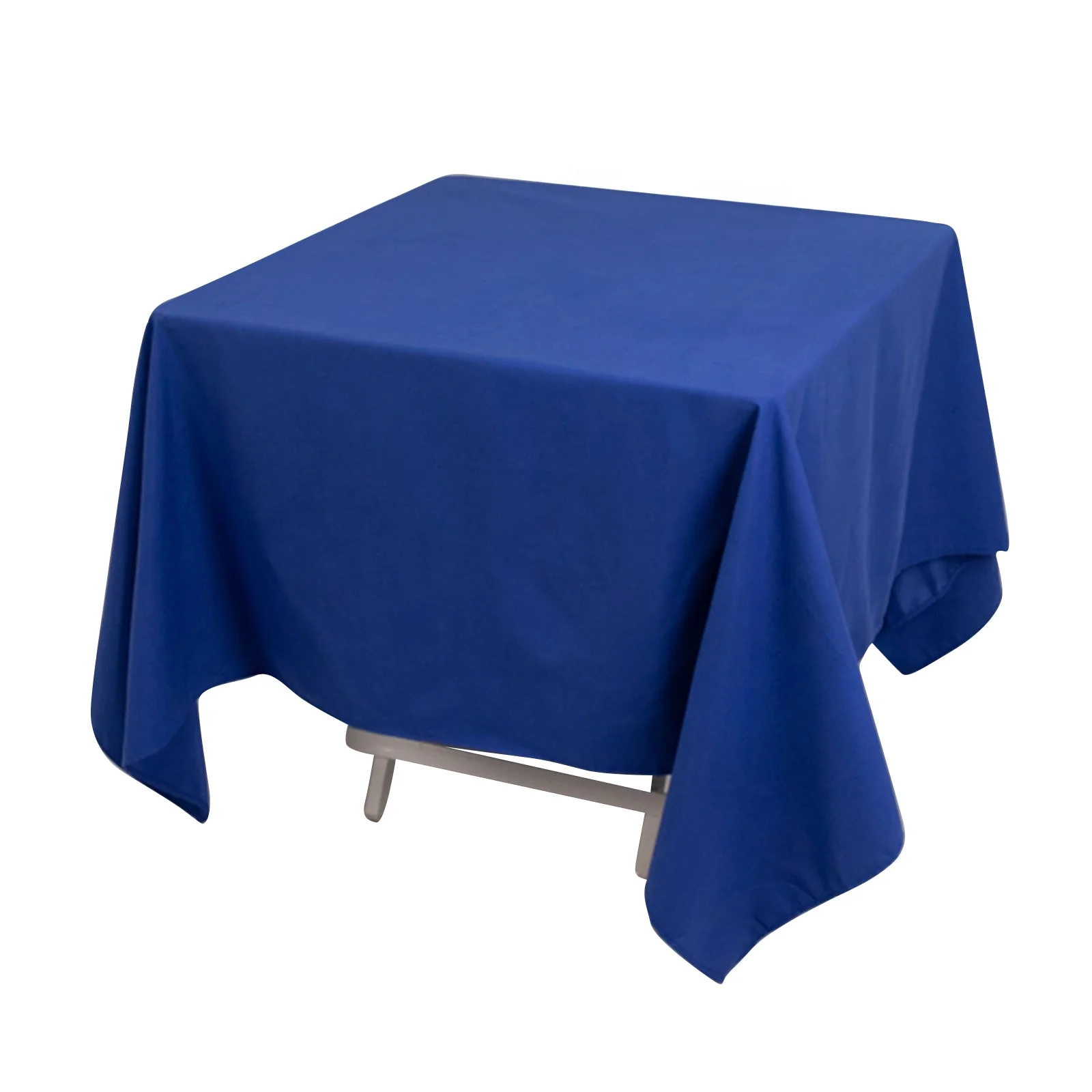 Cotton Blend Square Tablecloth 70"x70" Royal Blue with Wrinkle-Resistant Table Cover - Image 2