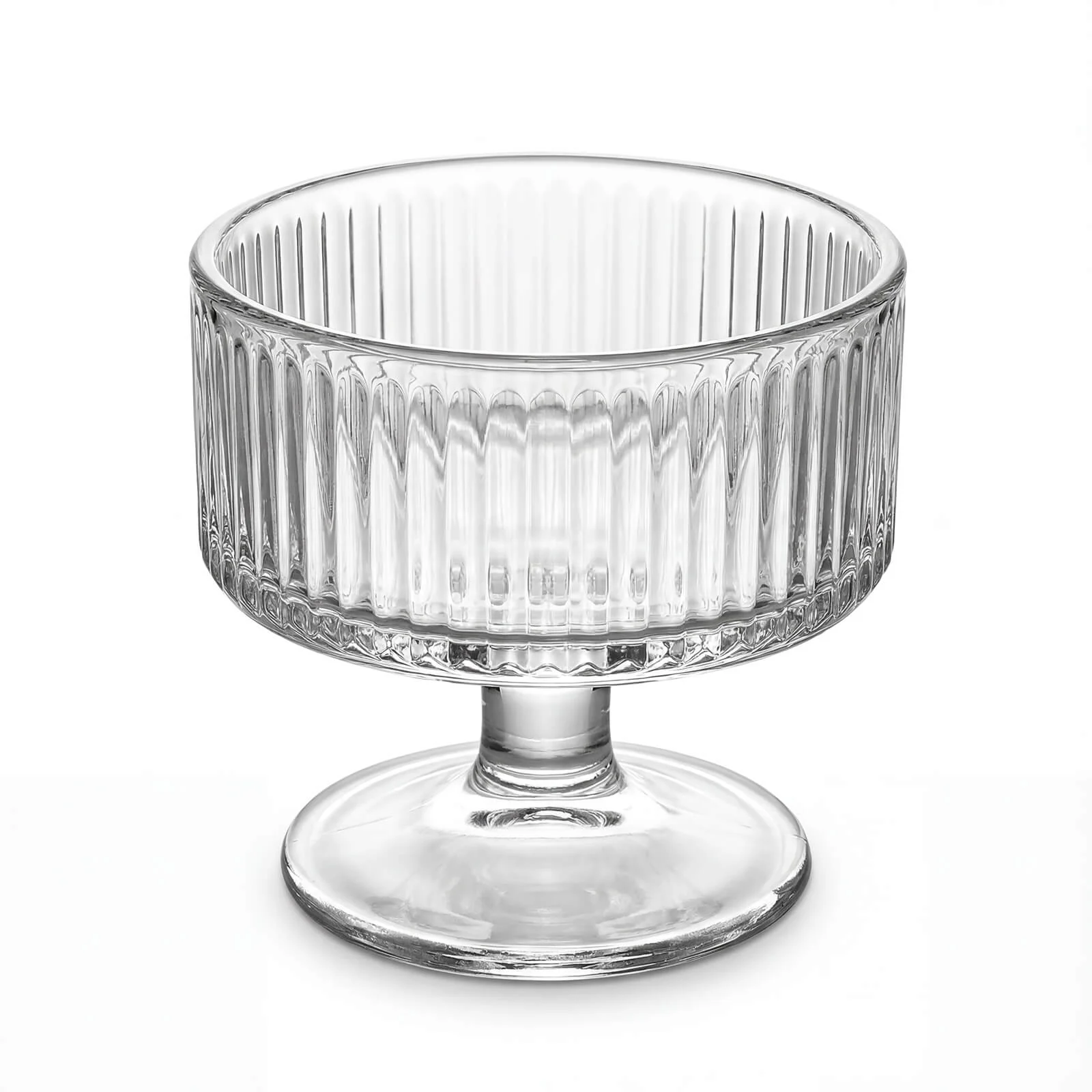6 Pack Clear Ribbed Glass Candle Holders 3" – Vintage Coupe Pedestal Candle Cups for Floating & LED Candles, Table Centerpieces - Image 2