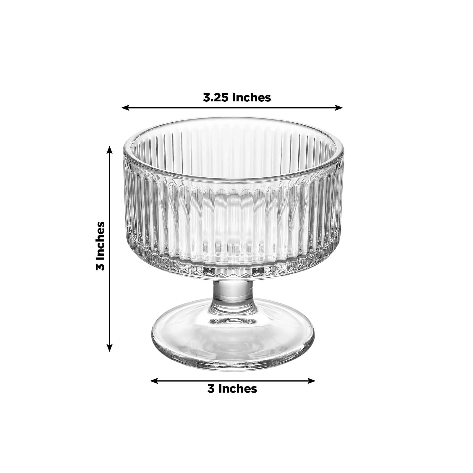 6 Pack Clear Ribbed Glass Candle Holders 3" – Vintage Coupe Pedestal Candle Cups for Floating & LED Candles, Table Centerpieces - Image 3