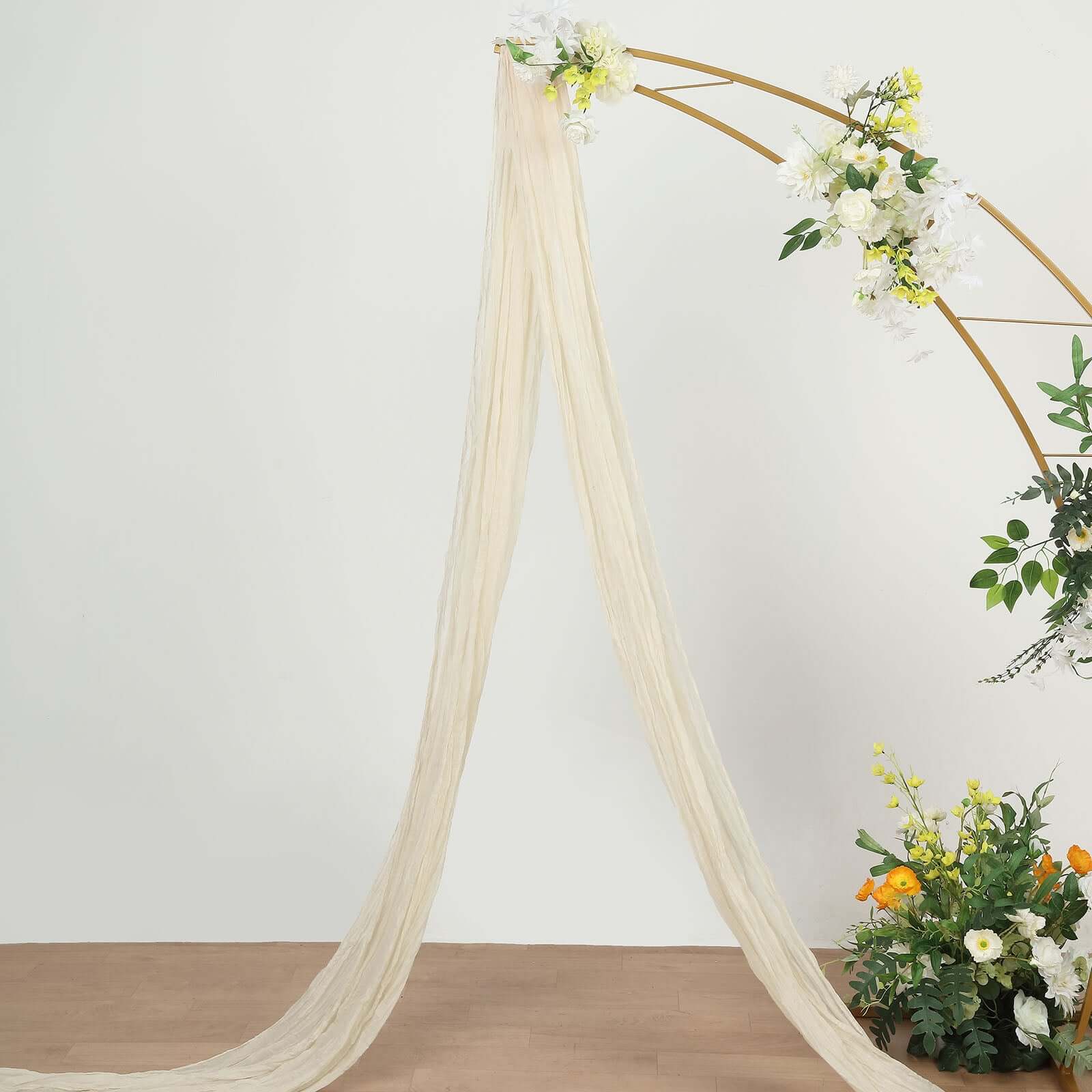 Cream Gauze Cheesecloth Draping Fabric Wedding Arch Decorations, Window Scarf Valance Drapes, Boho Arbor Long Curtain Panel 20ft - Image 2