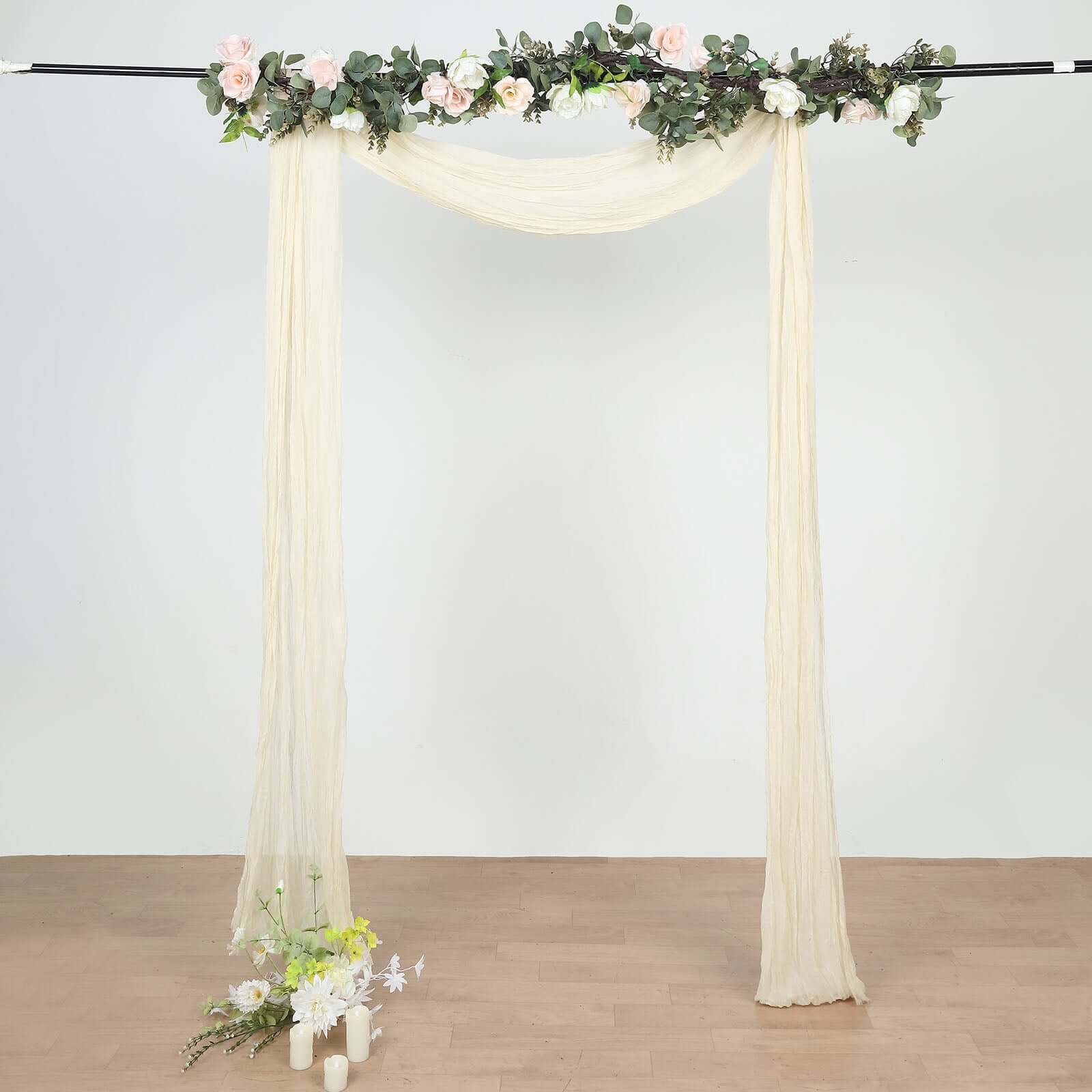 Cream Gauze Cheesecloth Draping Fabric Wedding Arch Decorations, Window Scarf Valance Drapes, Boho Arbor Long Curtain Panel 20ft - Image 7