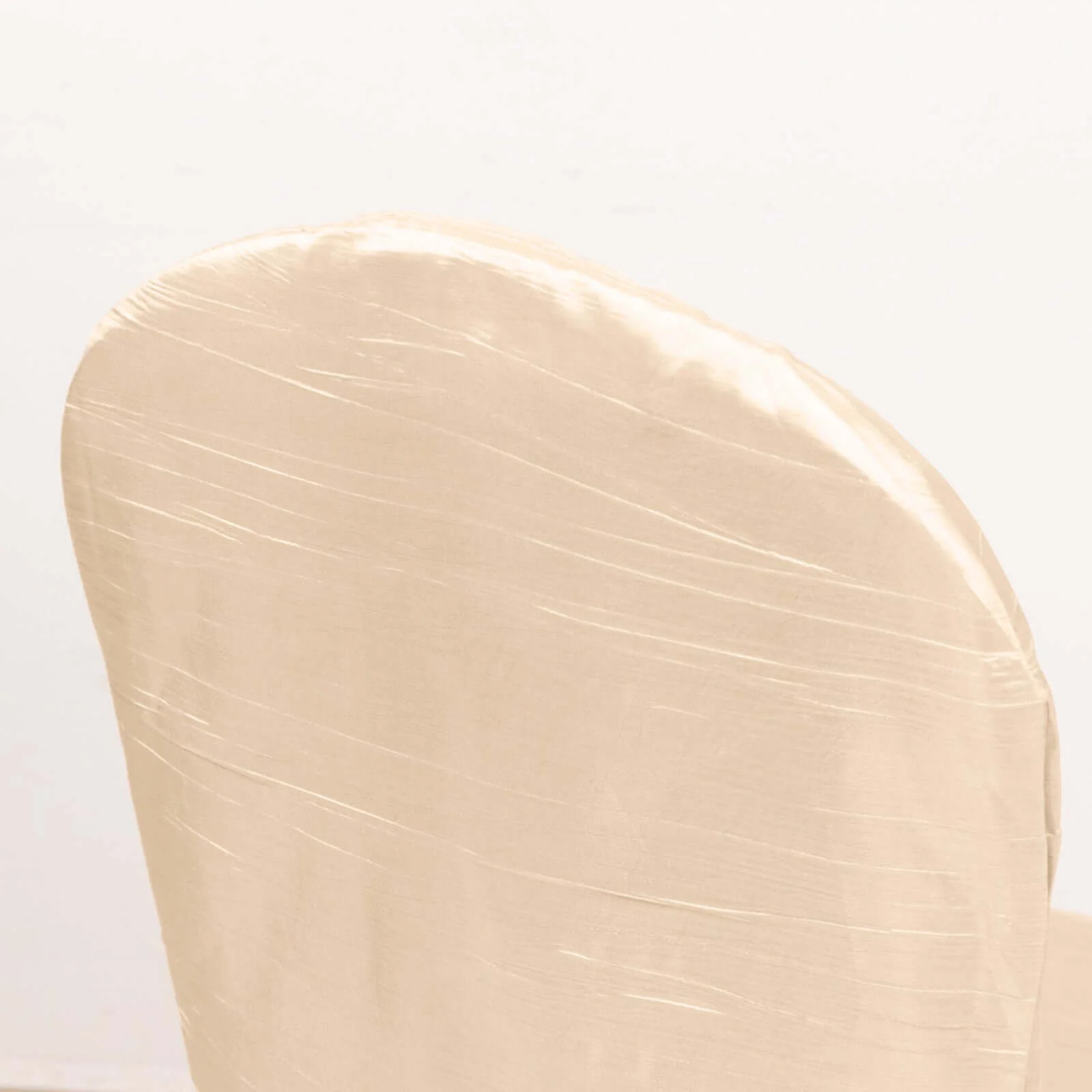 Crinkle Crushed Taffeta Banquet Chair Cover Beige - Reusable Slipcover - Image 8
