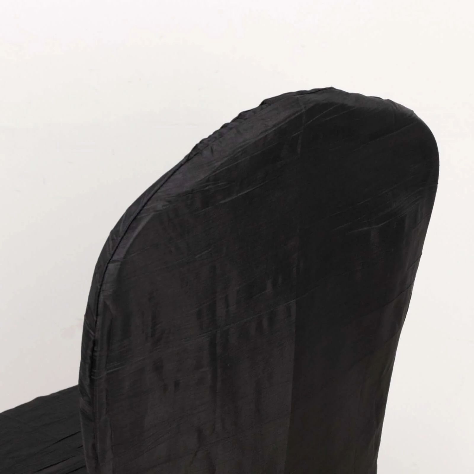 Crinkle Crushed Taffeta Banquet Chair Cover Black - Reusable Slipcover - Image 8
