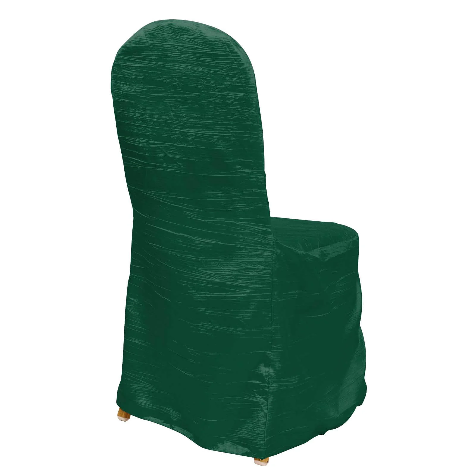 Crinkle Crushed Taffeta Banquet Chair Cover Hunter Emerald Green - Reusable Slipcover - Image 9