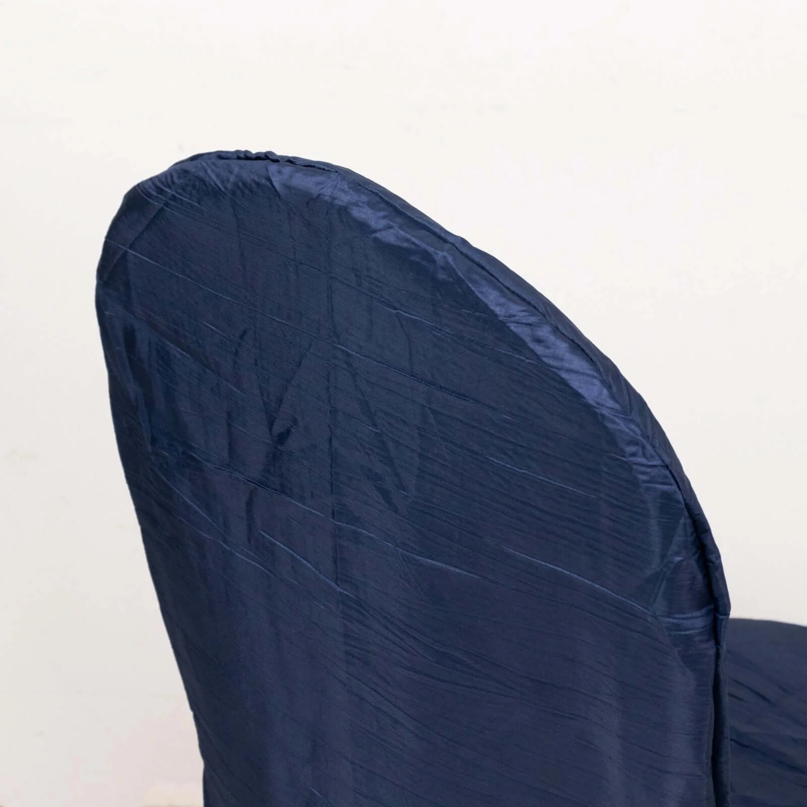 Crinkle Crushed Taffeta Banquet Chair Cover Navy Blue - Reusable Slipcover - Image 8