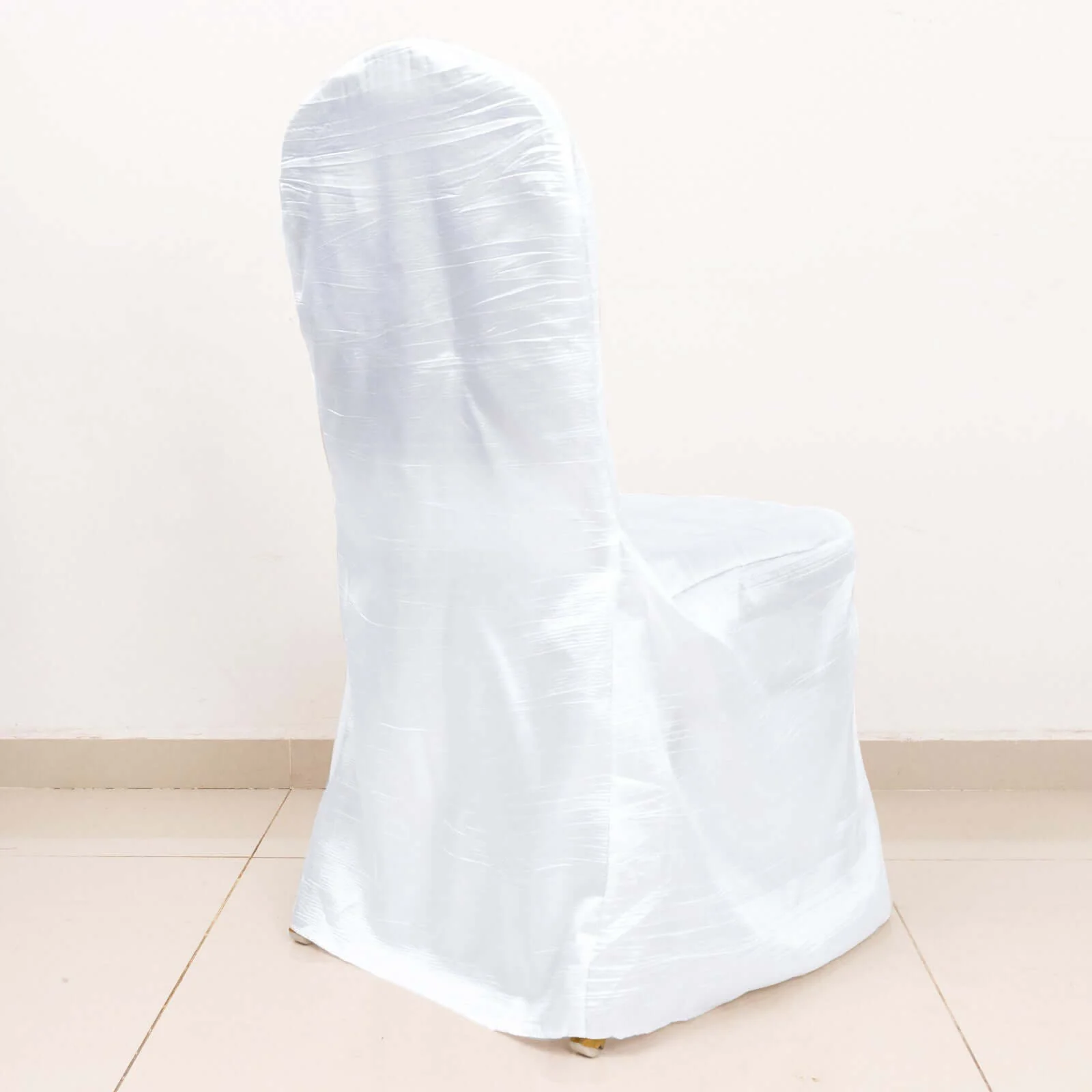 Crinkle Crushed Taffeta Banquet Chair Cover White - Reusable Graceful Design for Weddings - Image 11