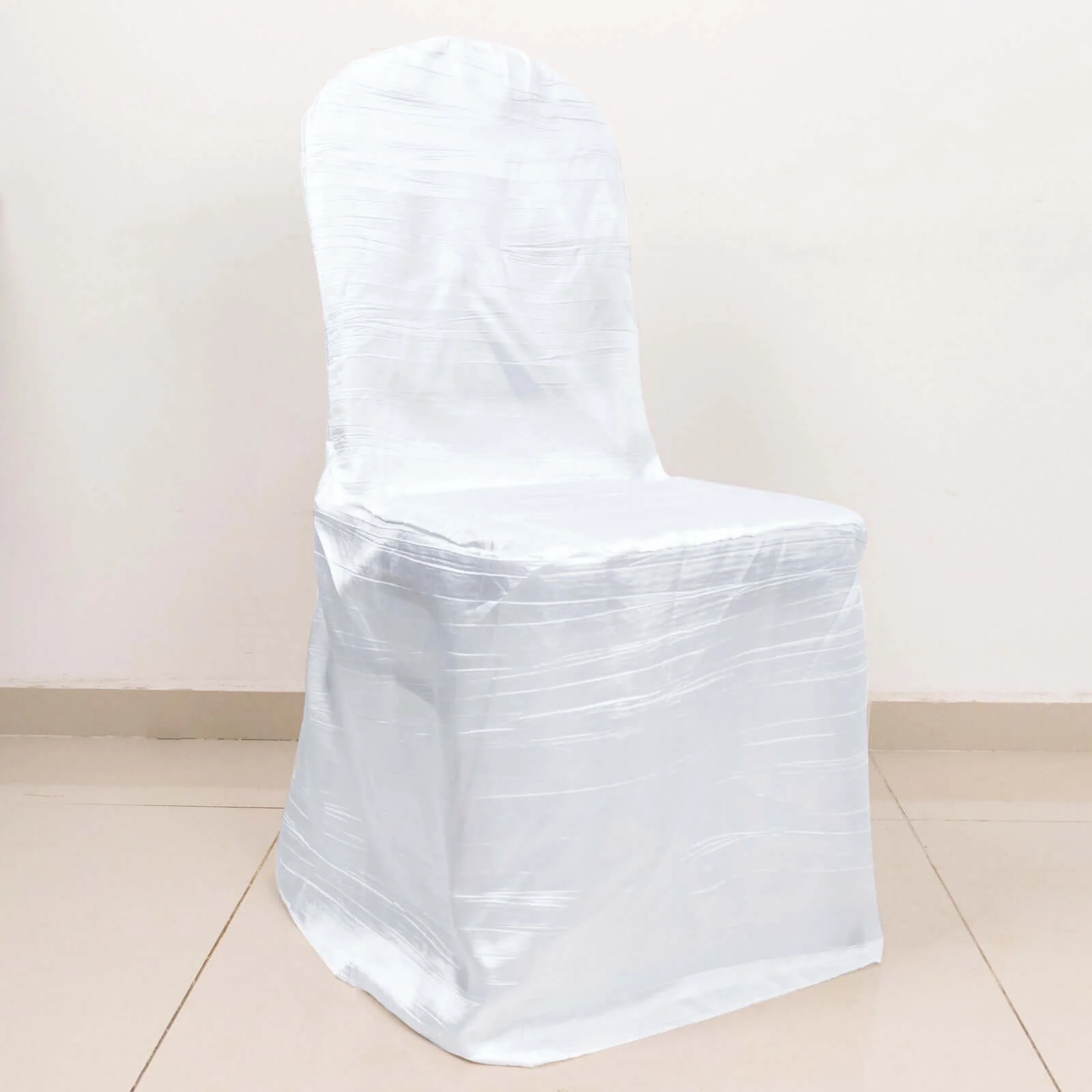 Crinkle Crushed Taffeta Banquet Chair Cover White - Reusable Graceful Design for Weddings - Image 2