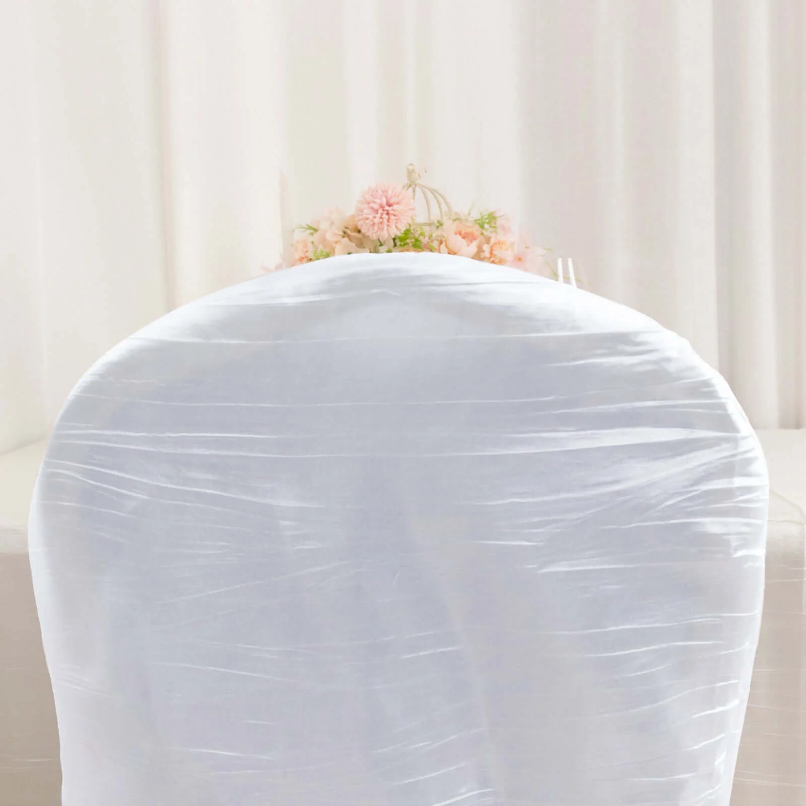 Crinkle Crushed Taffeta Banquet Chair Cover White - Reusable Graceful Design for Weddings - Image 7