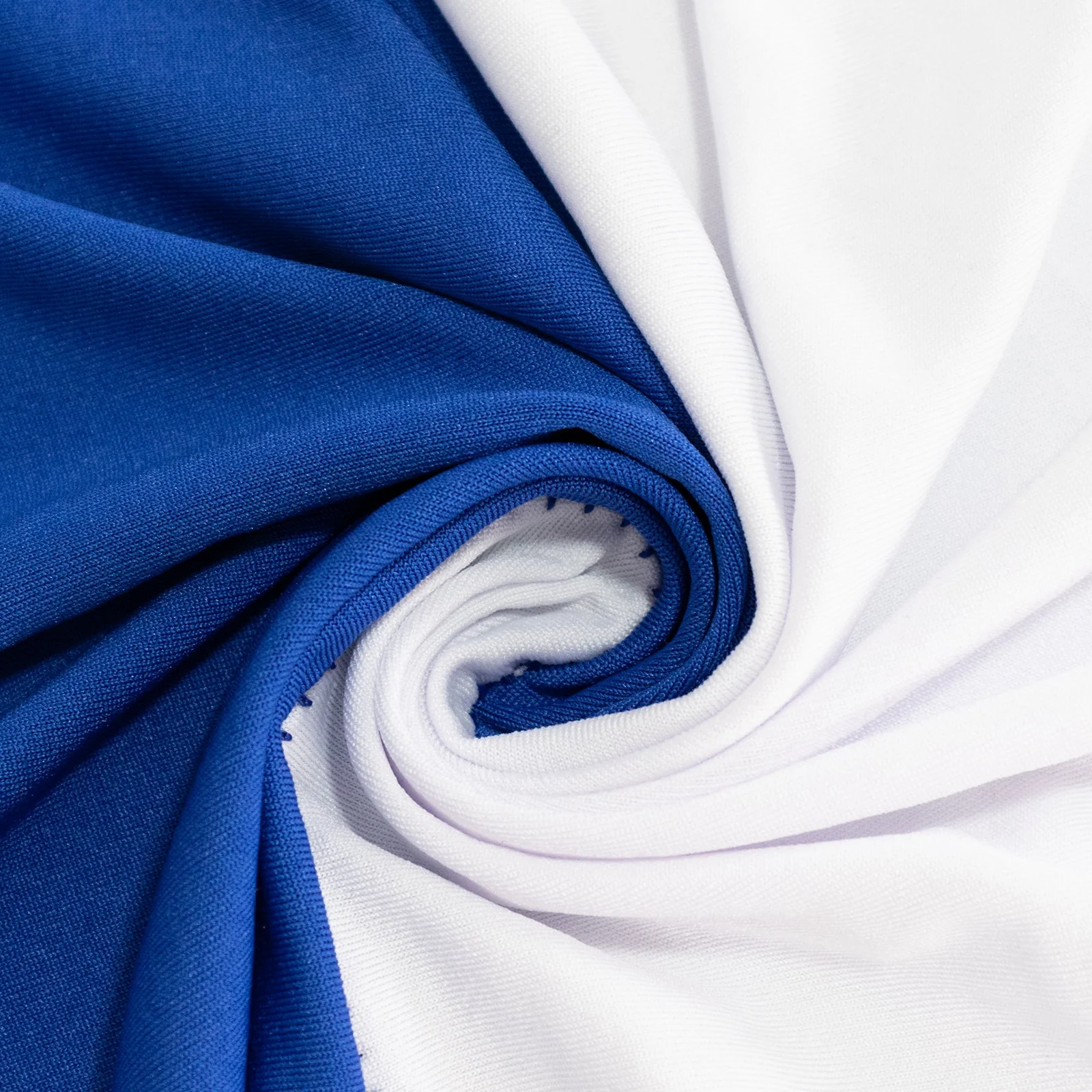 Stretch Spandex Rectangle Table Cover 72"x30" Royal Blue/White - Cross Over Two-Piece Fitted Tablecloth - Image 8