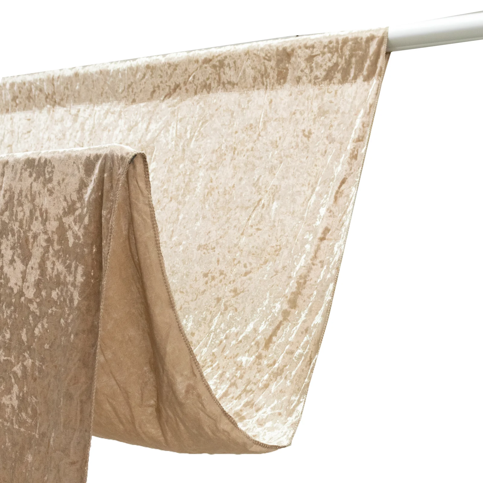 Crushed Velvet Backdrop Curtain – Beige 5ft x 10ft Event Drape with Rod Pocket, Privacy Panel for Photo Booths & Events - Image 2