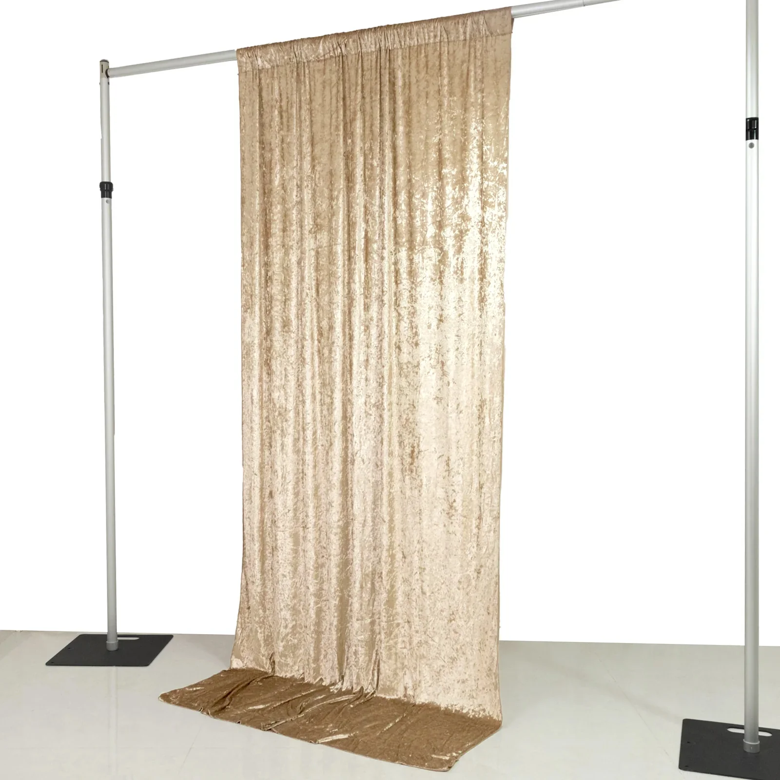 Crushed Velvet Backdrop Curtain – Beige 5ft x 10ft Event Drape with Rod Pocket, Privacy Panel for Photo Booths & Events - Image 5