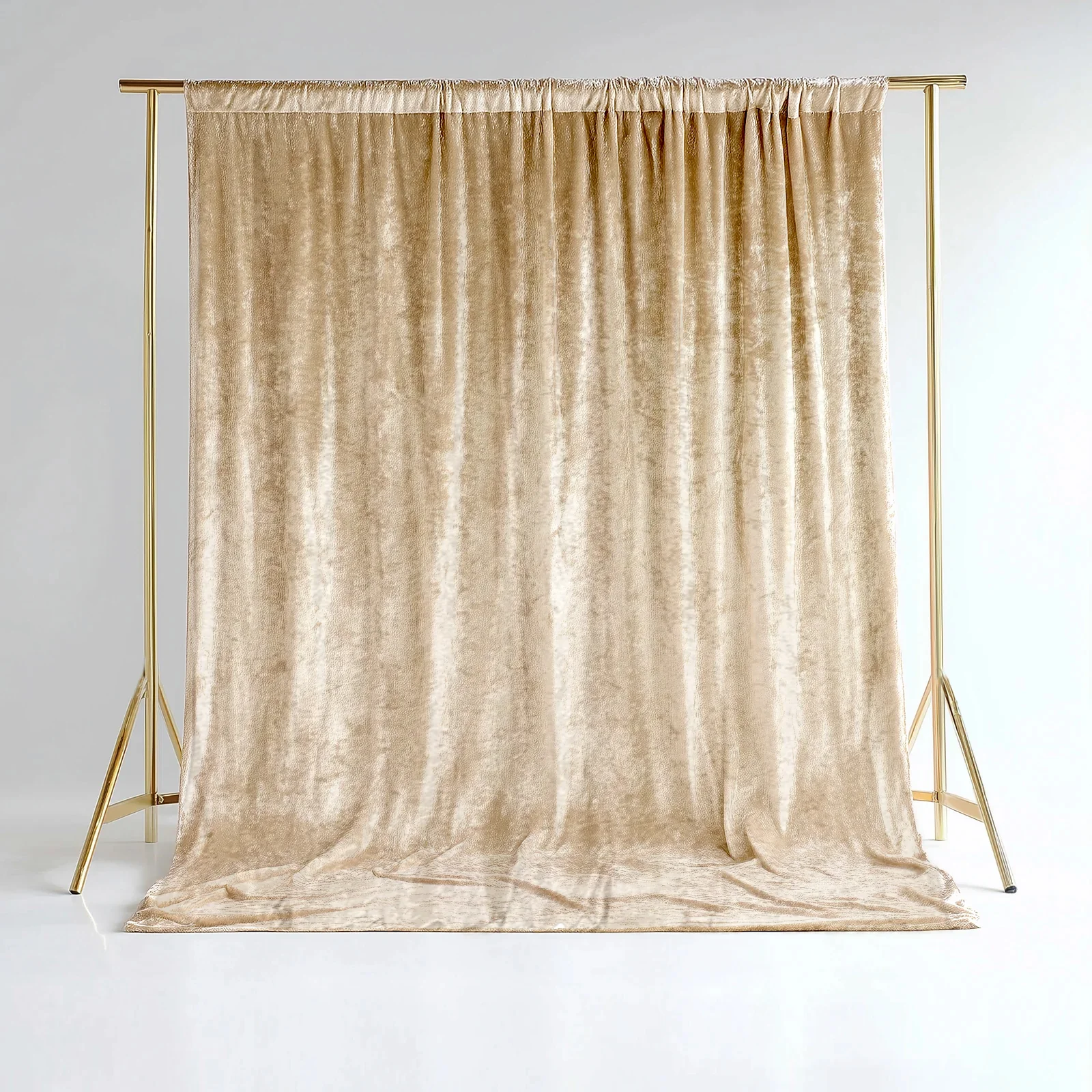 Crushed Velvet Backdrop Curtain – Beige 5ft x 10ft Event Drape with Rod Pocket, Privacy Panel for Photo Booths & Events - Image 6