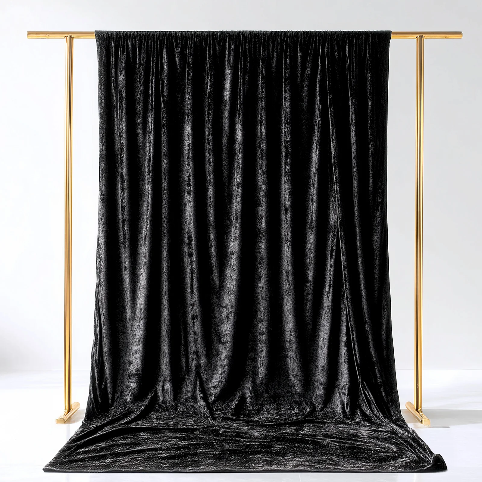 Crushed Velvet Backdrop Curtain – Black 5ft x 14ft Event Drape with Rod Pocket, Privacy Panel for Photo Booths & Events - Image 3