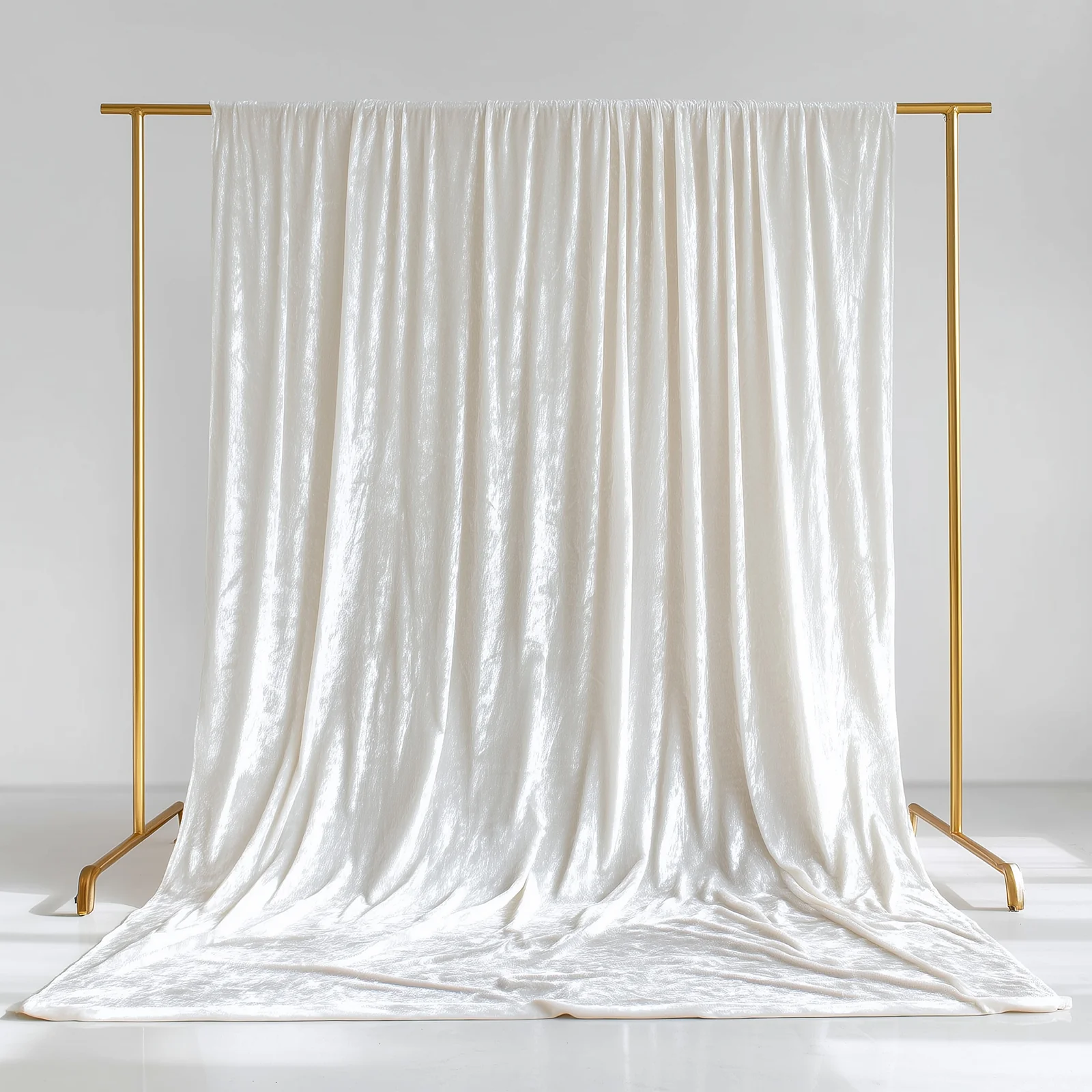 Crushed Velvet Backdrop Curtain – White 5ft x 14ft Event Drape with Rod Pocket, Privacy Panel for Photo Booths & Events - Image 3