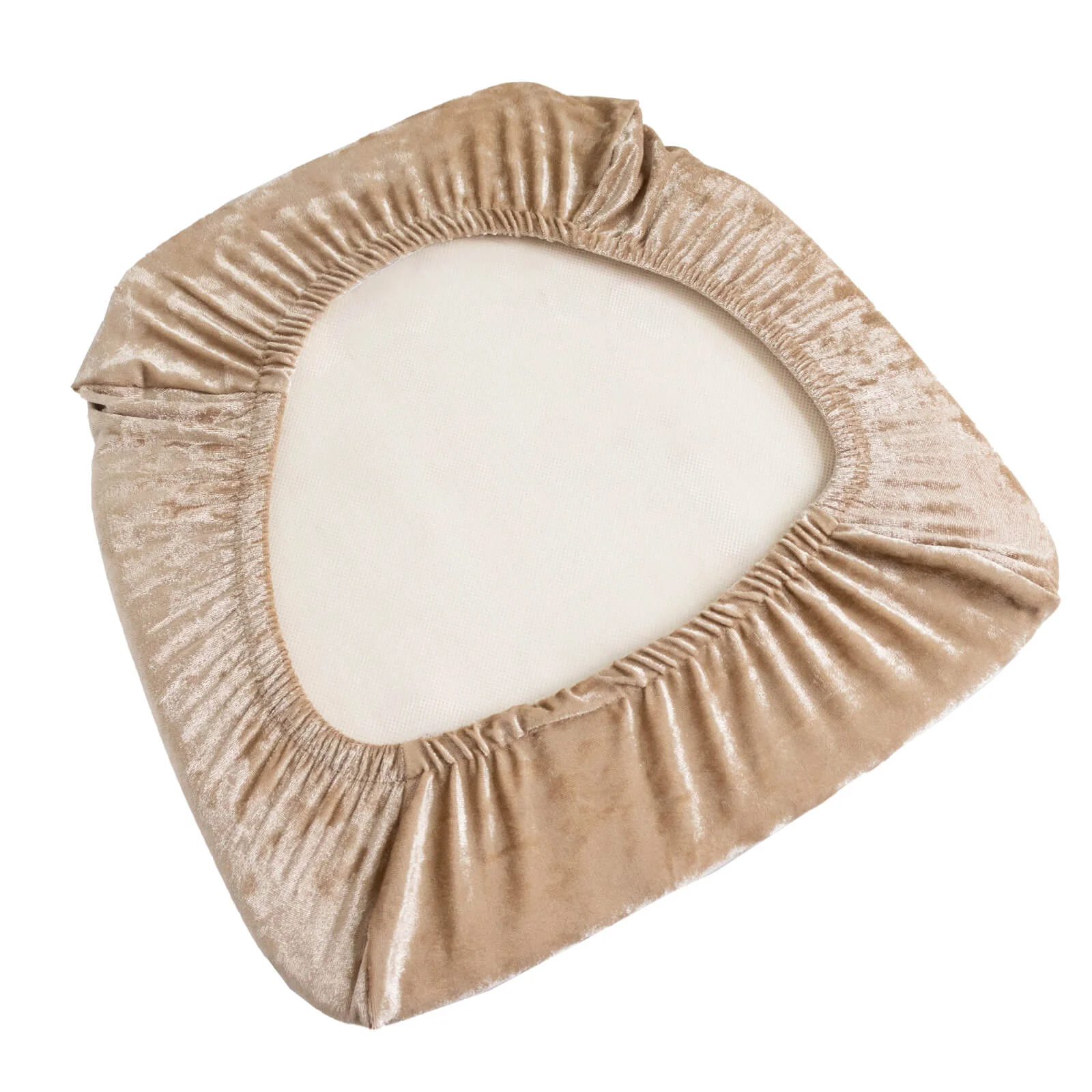 5 Pack Crushed Velvet Chiavari Chair Seat Pad Covers – Beige Stretch Cushion Slipcovers for Dining Chairs, Washable & Reusable - Image 6