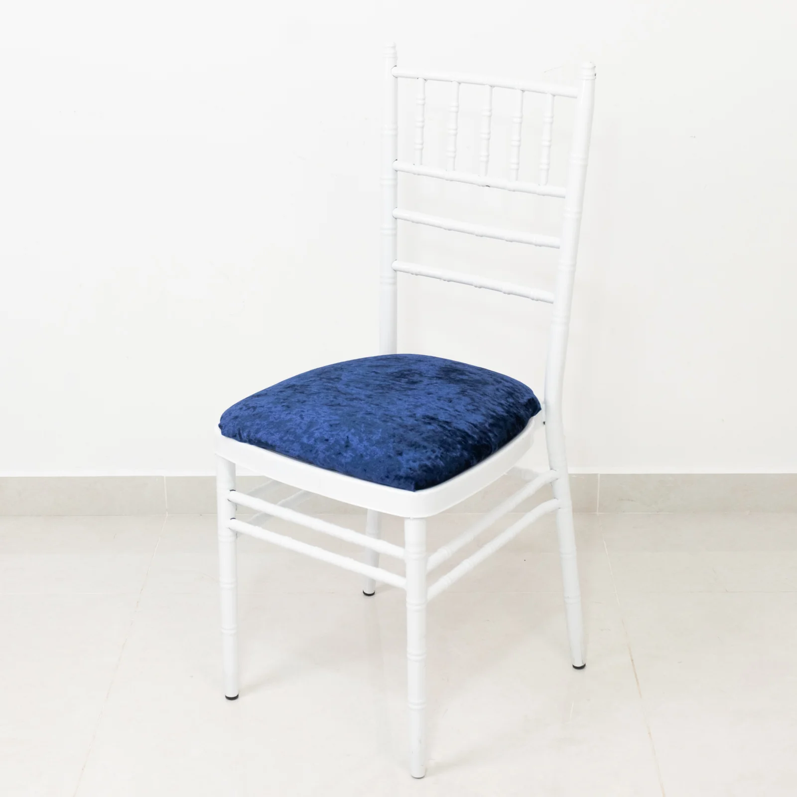 5 Pack Crushed Velvet Chiavari Chair Seat Pad Covers – Navy Blue Stretch Cushion Slipcovers for Dining Chairs, Washable & Reusable - Image 8